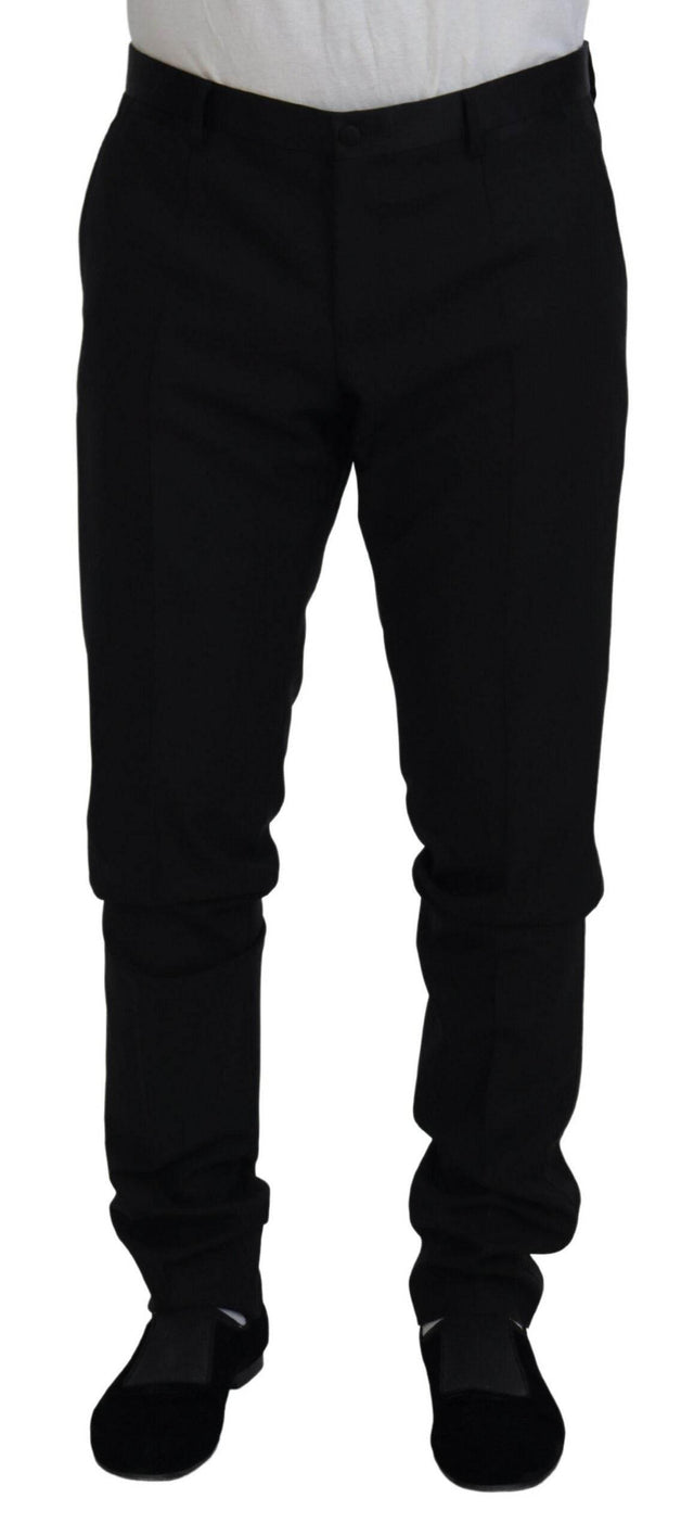 Dolce & Gabbana Black Wool Chino Dress Formal Pants - Hilstor