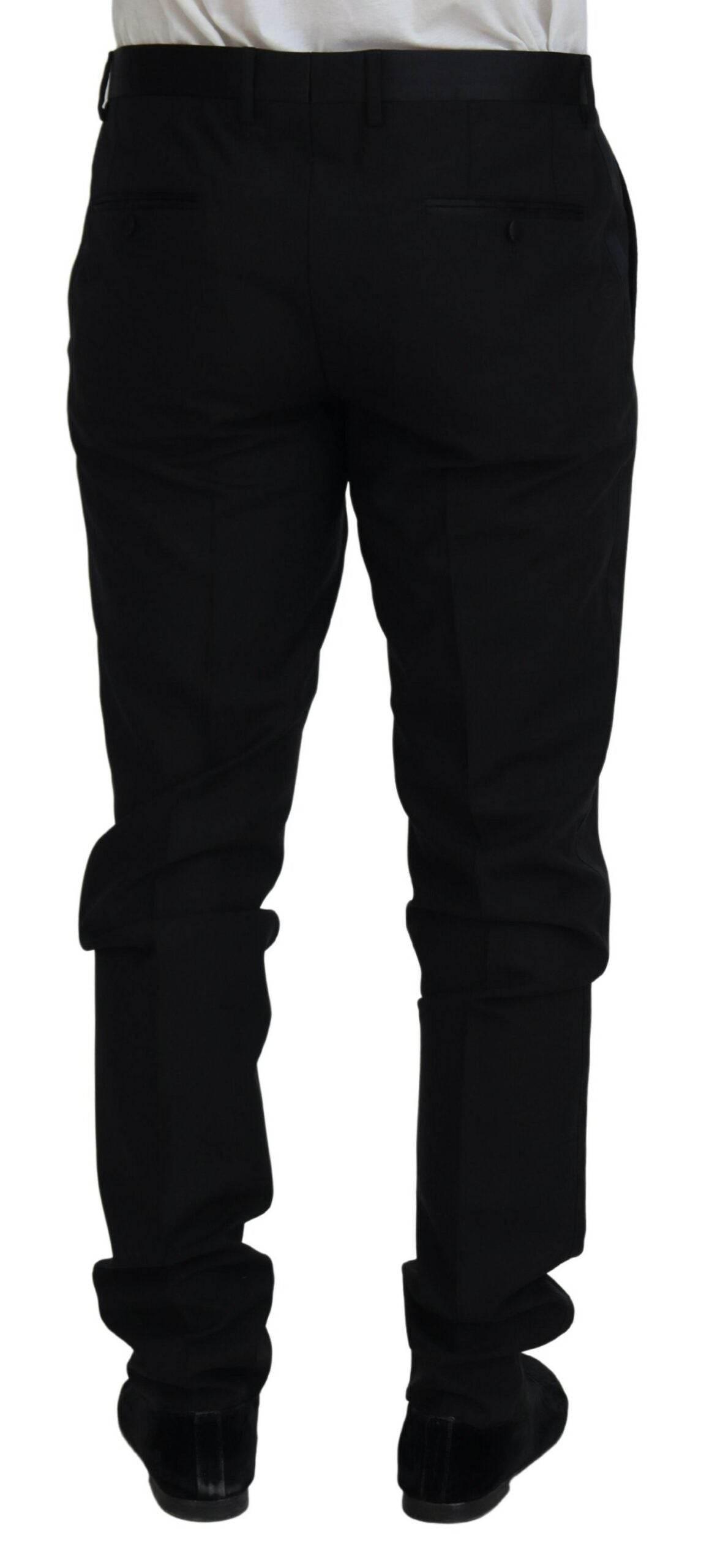 Dolce & Gabbana Black Wool Chino Dress Formal Pants - Hilstor