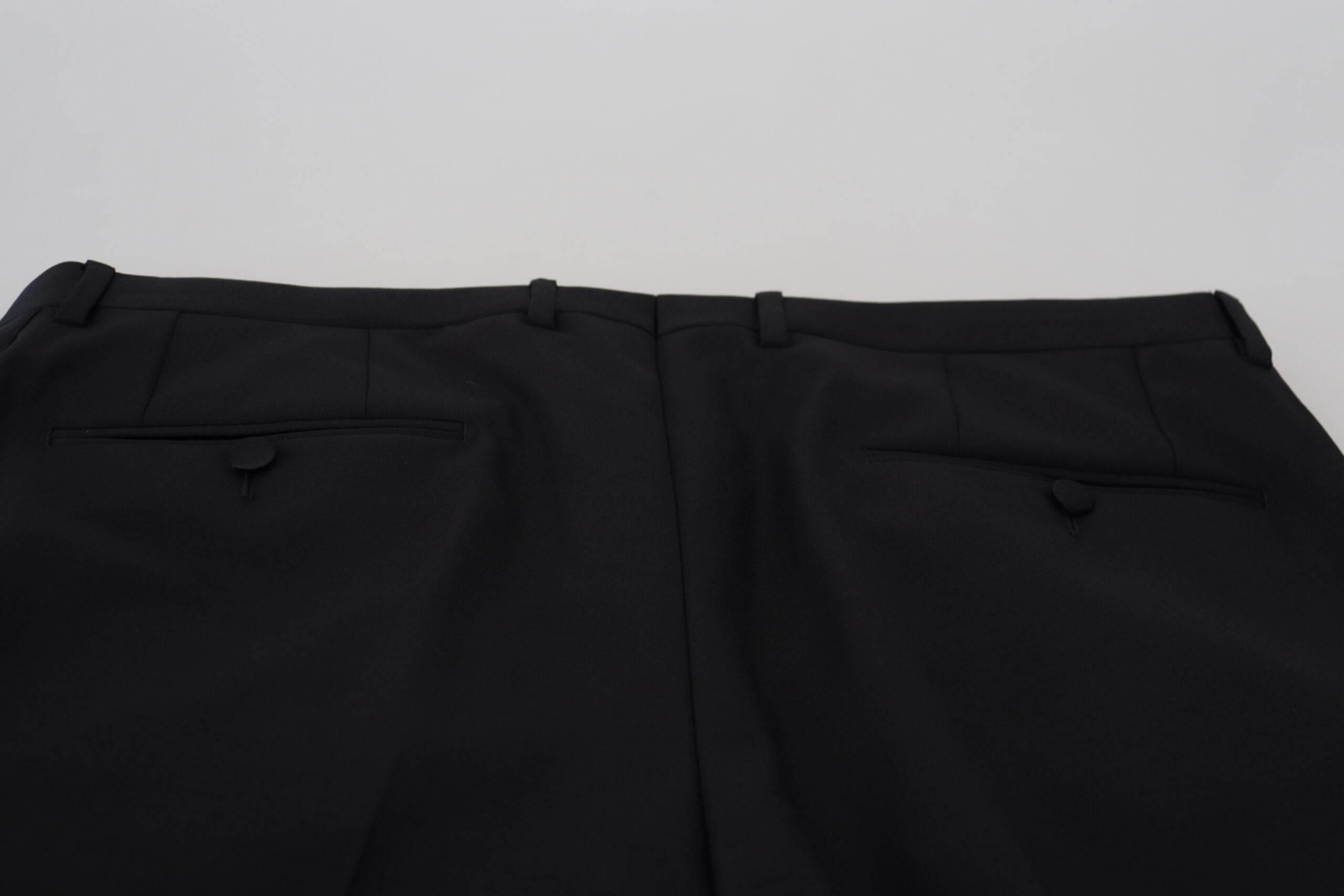 Dolce & Gabbana Black Wool Chino Dress Formal Pants - Hilstor