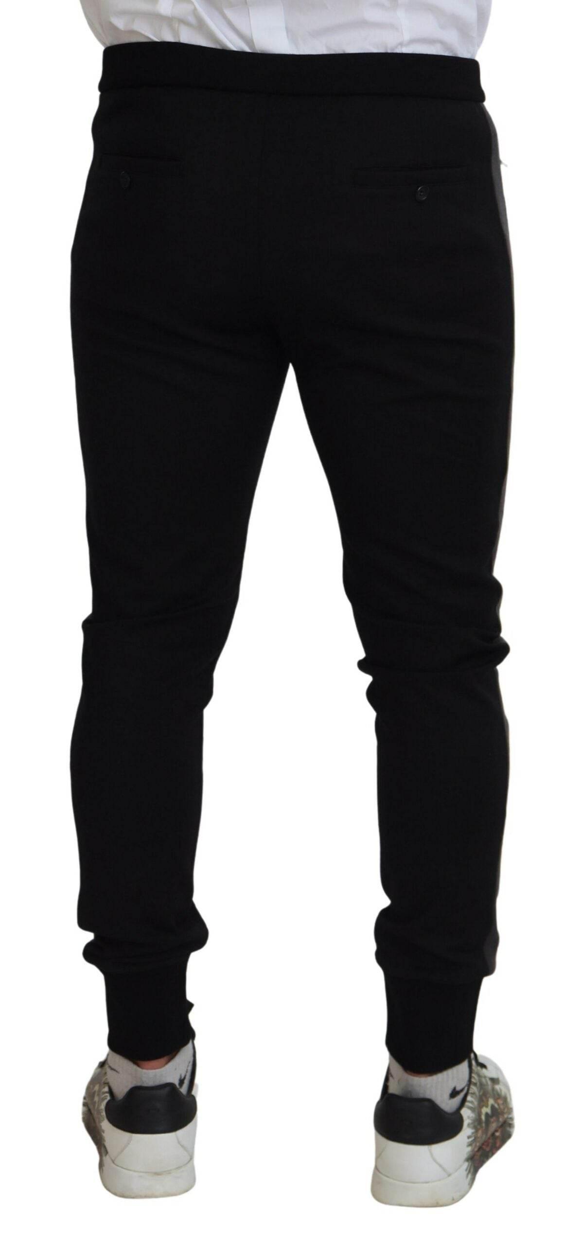 Dolce & Gabbana Black Wool Horseshoe Jogger Pants - Hilstor