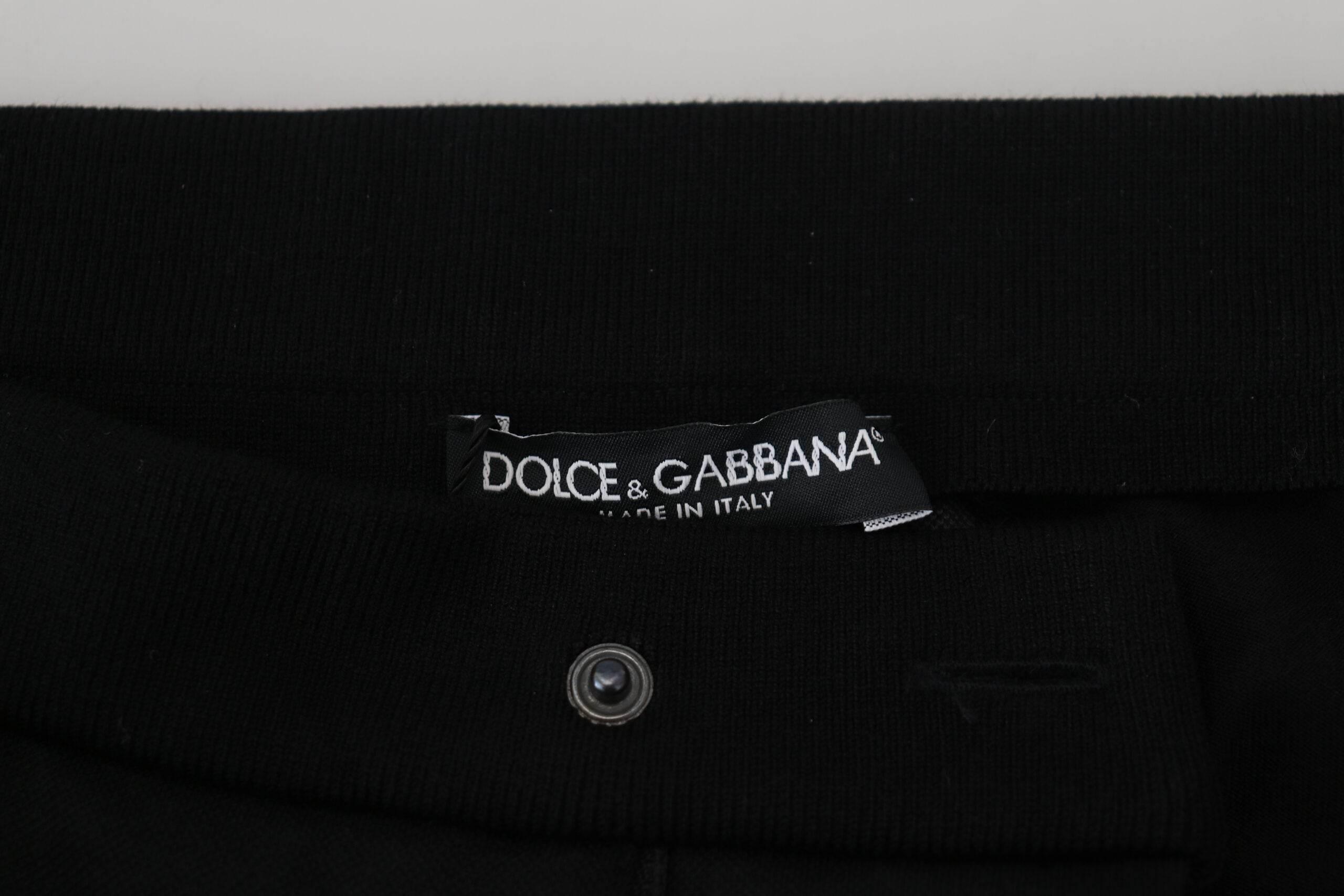 Dolce & Gabbana Black Wool Horseshoe Jogger Pants - Hilstor