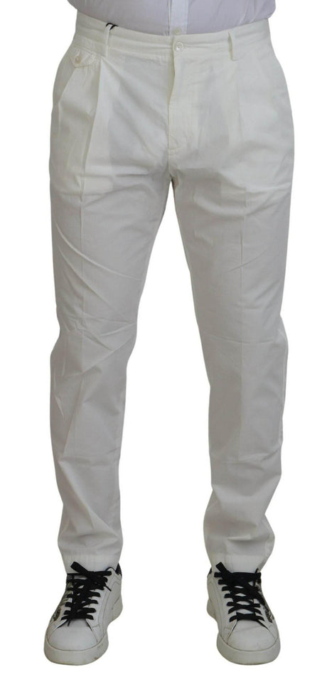 Dolce & Gabbana Elegant White Cotton Chino Pants - Hilstor