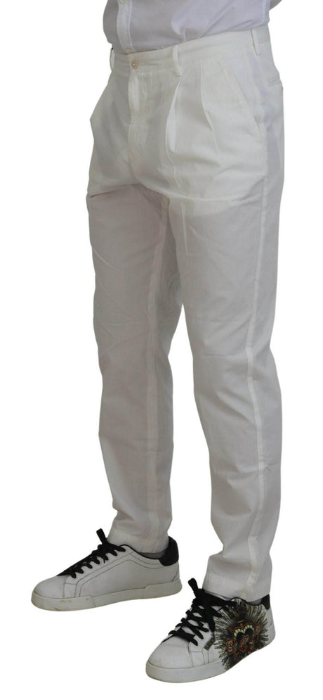 Dolce & Gabbana Elegant White Cotton Chino Pants - Hilstor