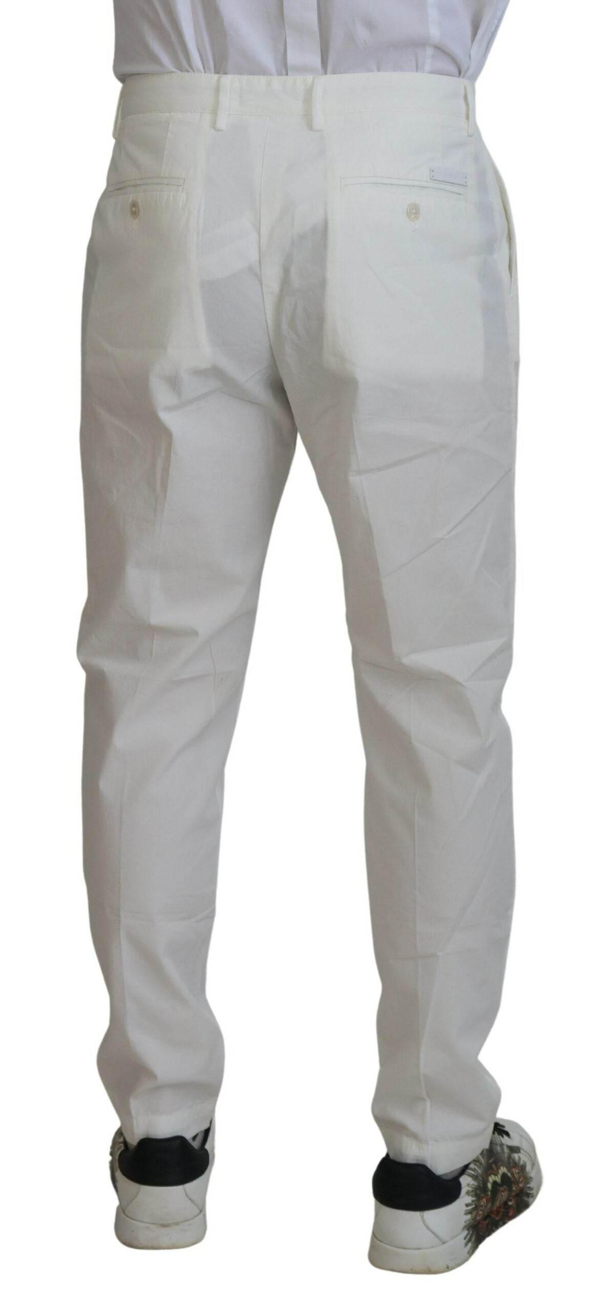 Dolce & Gabbana Elegant White Cotton Chino Pants - Hilstor
