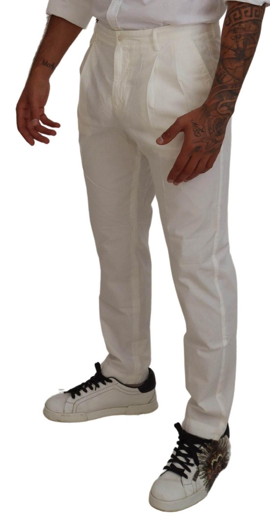 Dolce & Gabbana Elegant White Cotton Chino Pants - Hilstor