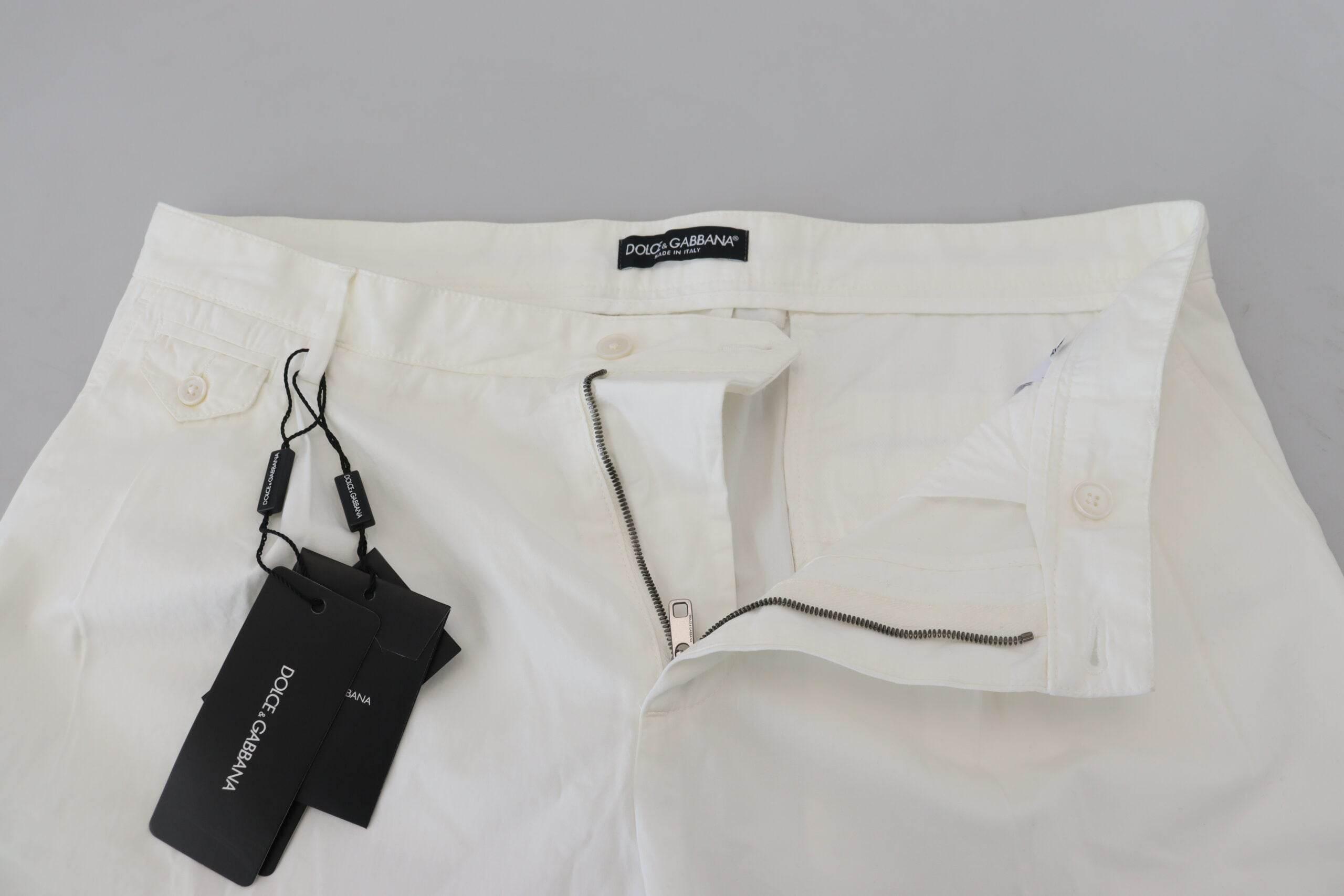 Dolce & Gabbana Elegant White Cotton Chino Pants - Hilstor