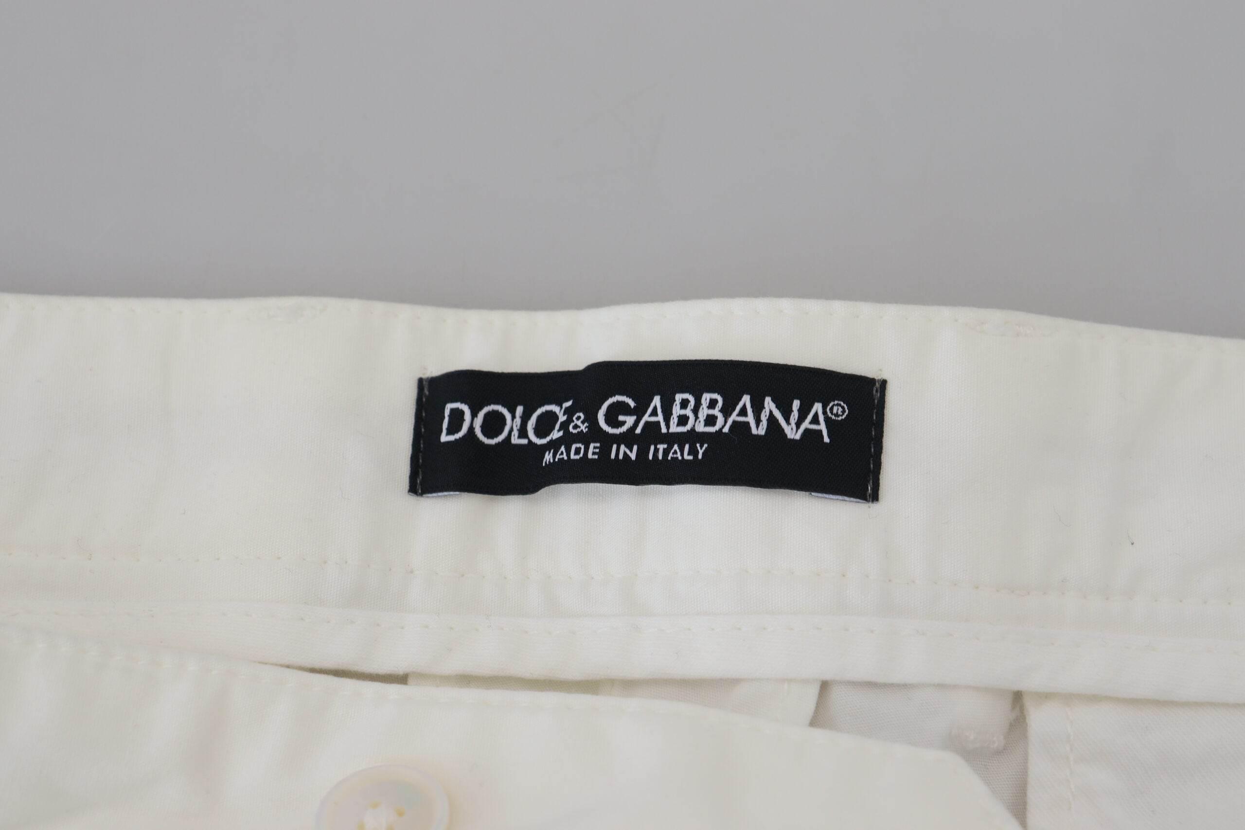 Dolce & Gabbana Elegant White Cotton Chino Pants - Hilstor