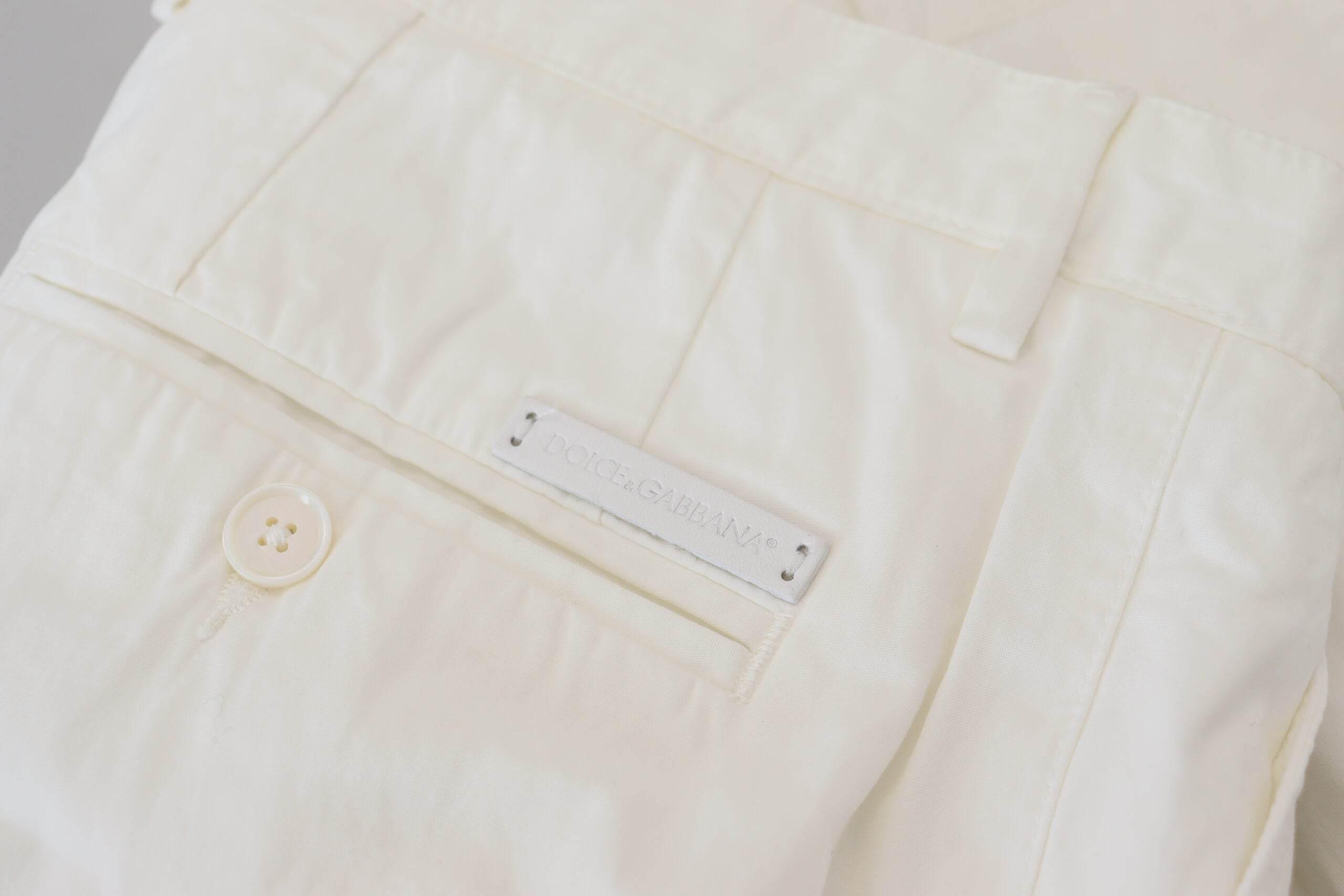 Dolce & Gabbana Elegant White Cotton Chino Pants - Hilstor