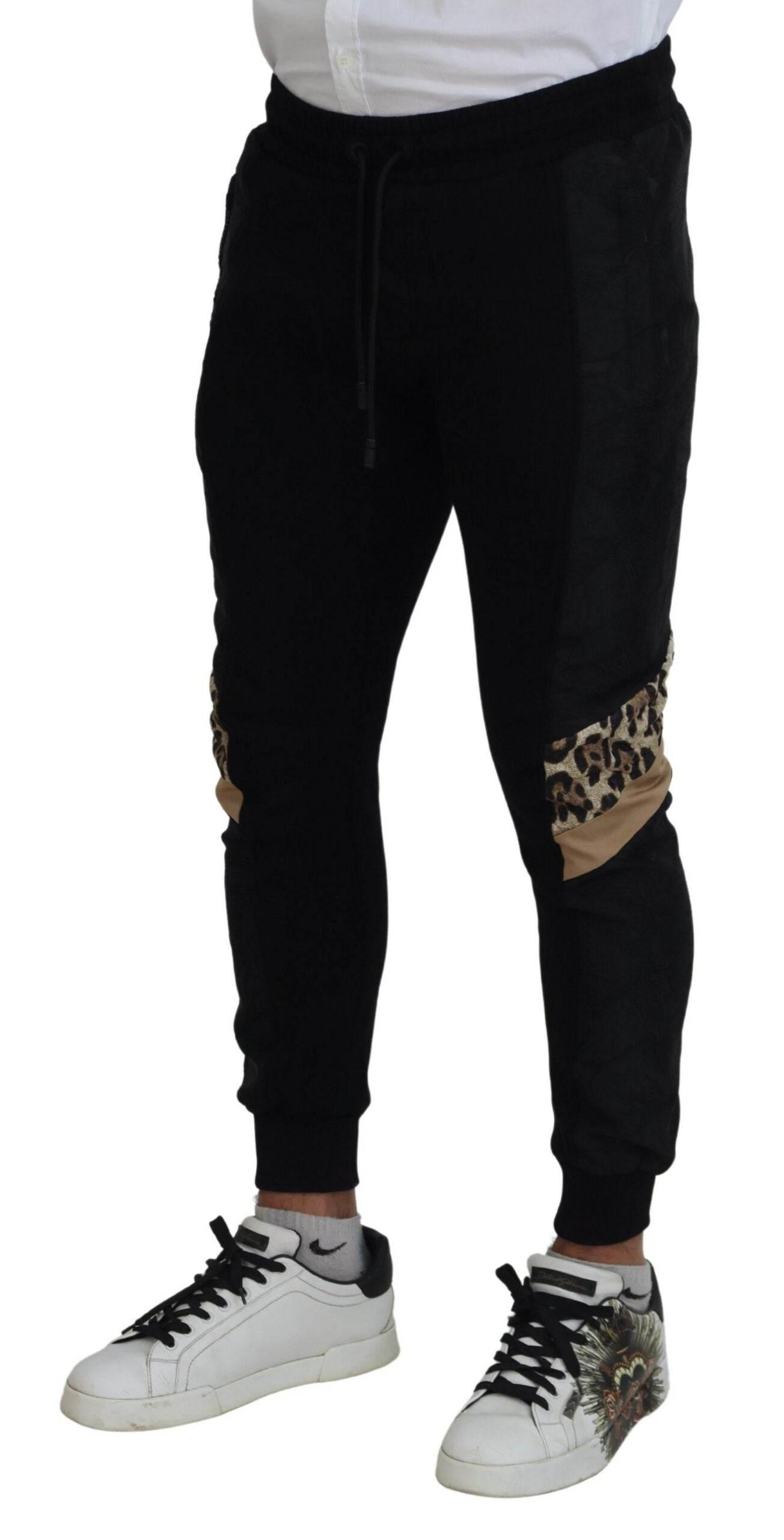 Dolce & Gabbana Black Polyester Skinny Jogger Men Pants - Hilstor