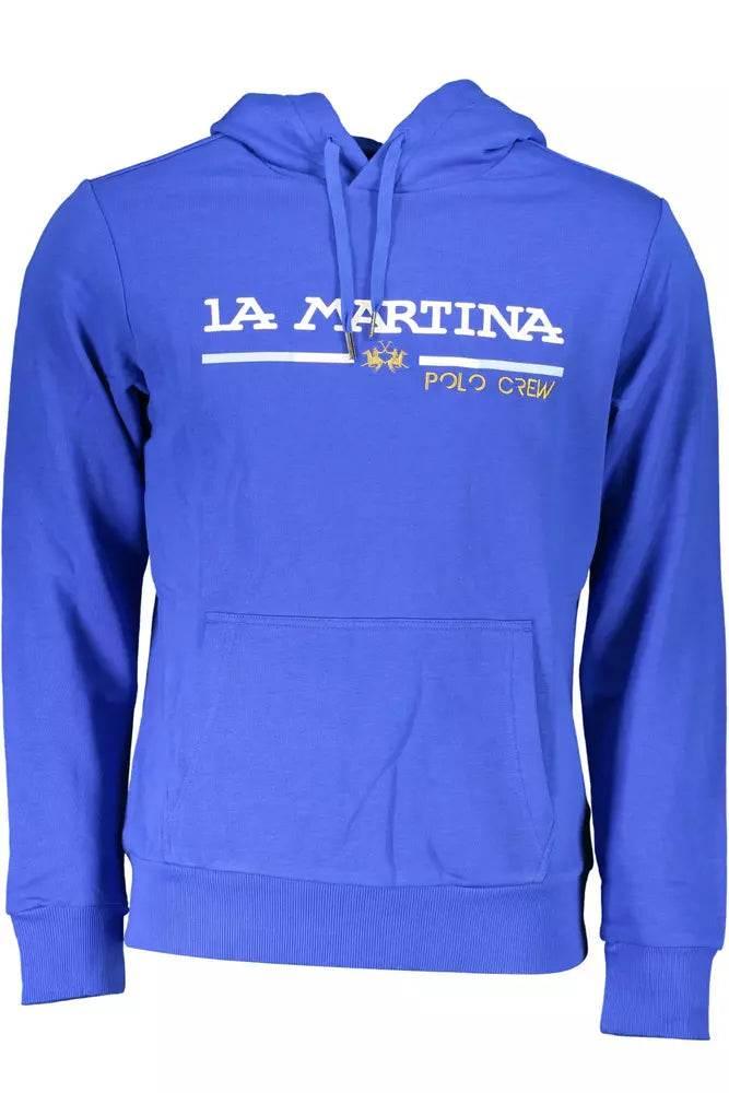 La Martina Chic Blue Embroidered Hooded Sweatshirt - Hilstor