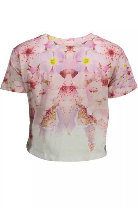Desigual Chic Pink Embroidered Cotton Tee - Hilstor