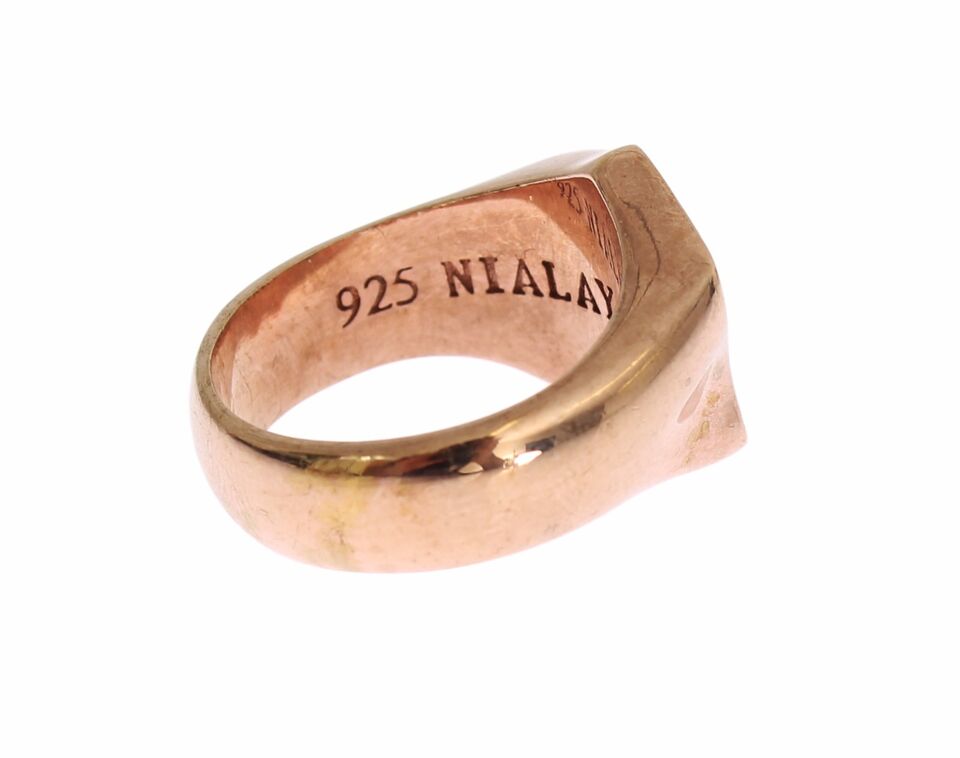 Nialaya Pink Guld 925 Sølv Autentisk Klar Ring