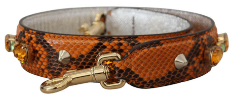 Dolce & Gabbana Chic Orange Leather Bag Strap with Gold-Tone Clasps - Hilstor
