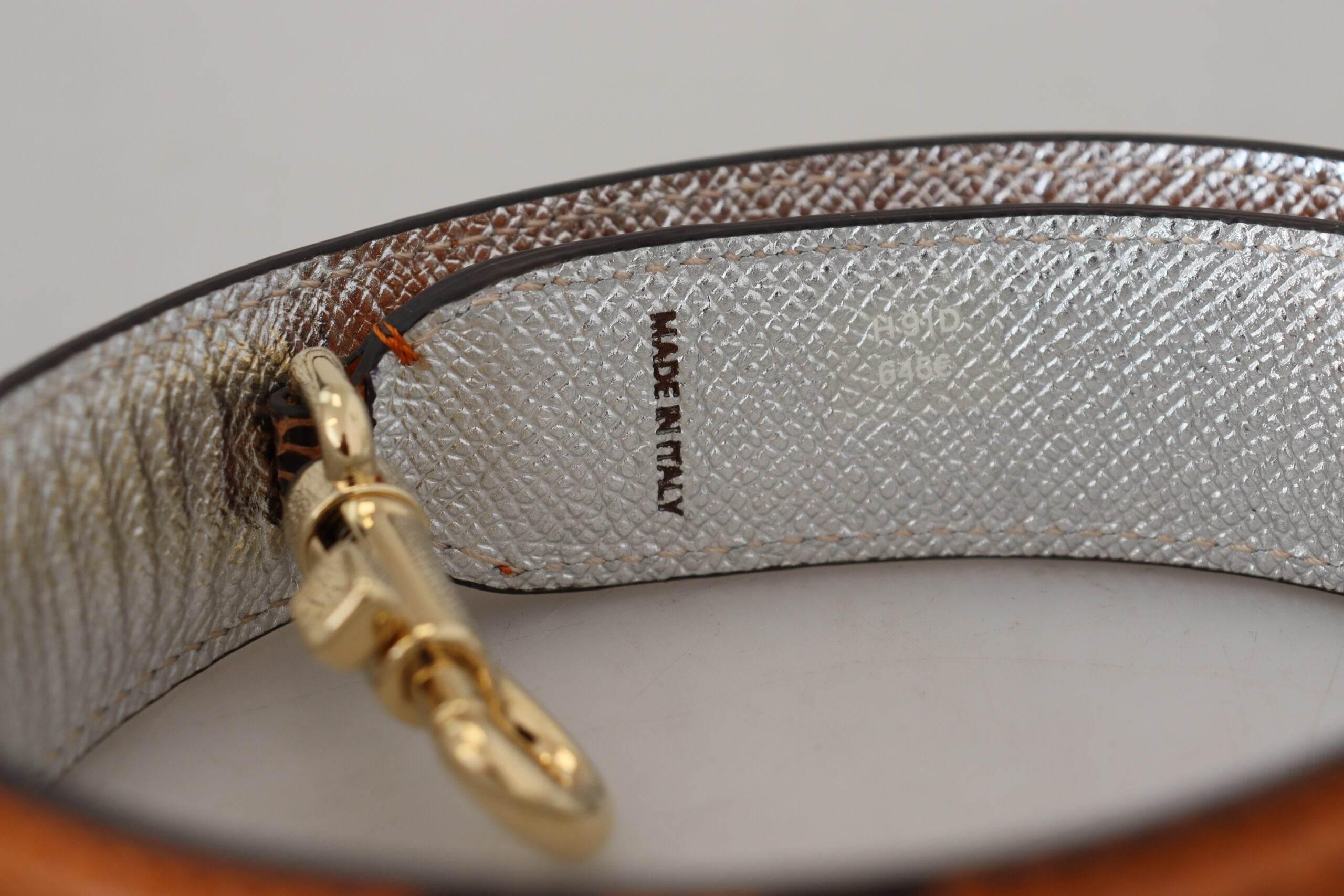 Dolce & Gabbana Chic Orange Leather Bag Strap with Gold-Tone Clasps - Hilstor