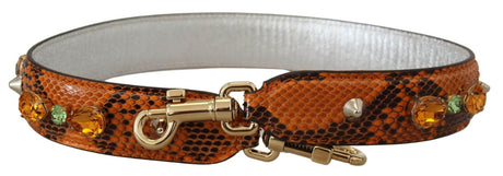 Dolce & Gabbana Chic Orange Leather Bag Strap with Gold-Tone Clasps - Hilstor