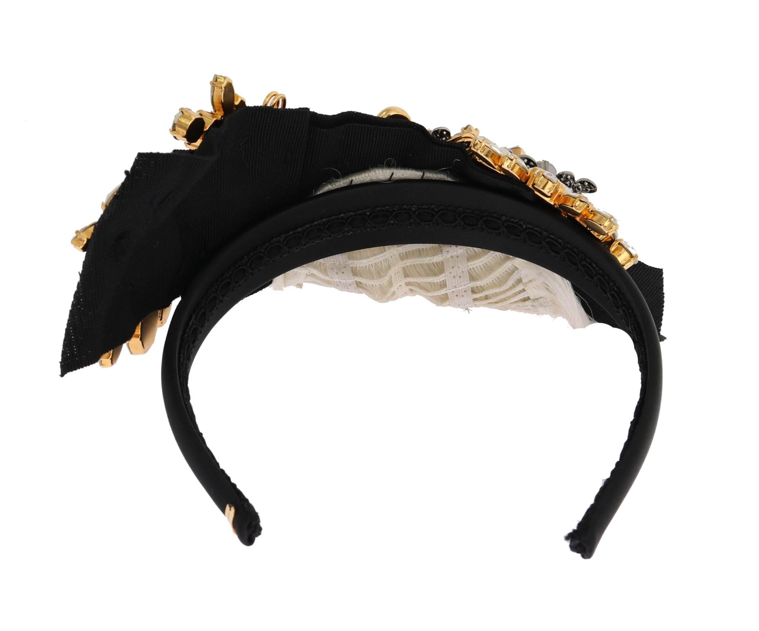 Dolce & Gabbana Elegant Black Crystal Headband Diadem - Hilstor