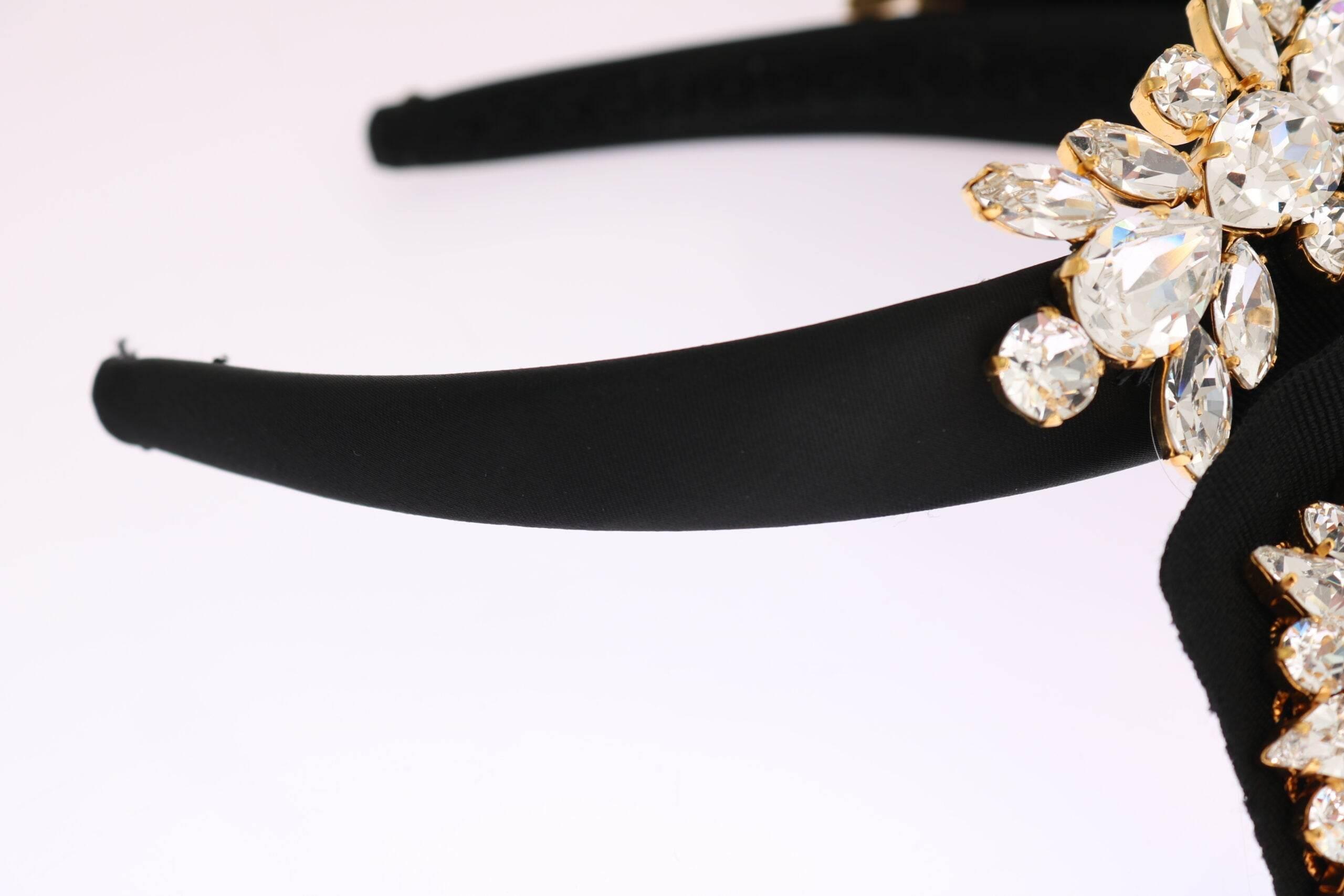 Dolce & Gabbana Elegant Black Crystal Headband Diadem - Hilstor