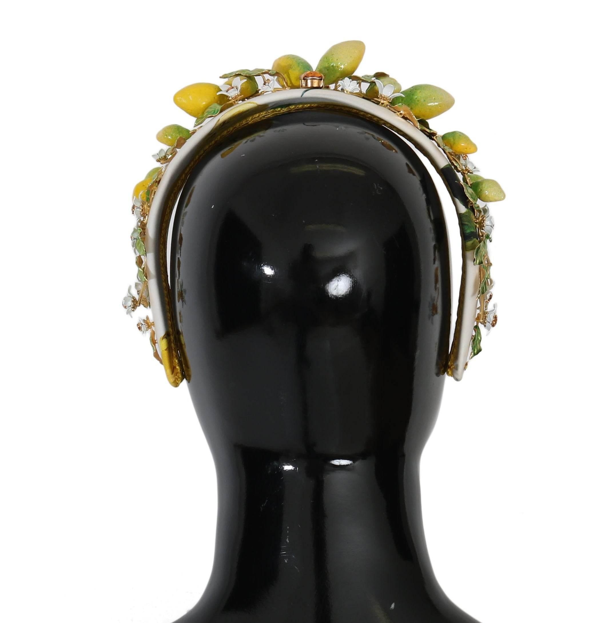 Dolce & Gabbana Sicilian Lemon Crystal Diadem Tiara - Hilstor