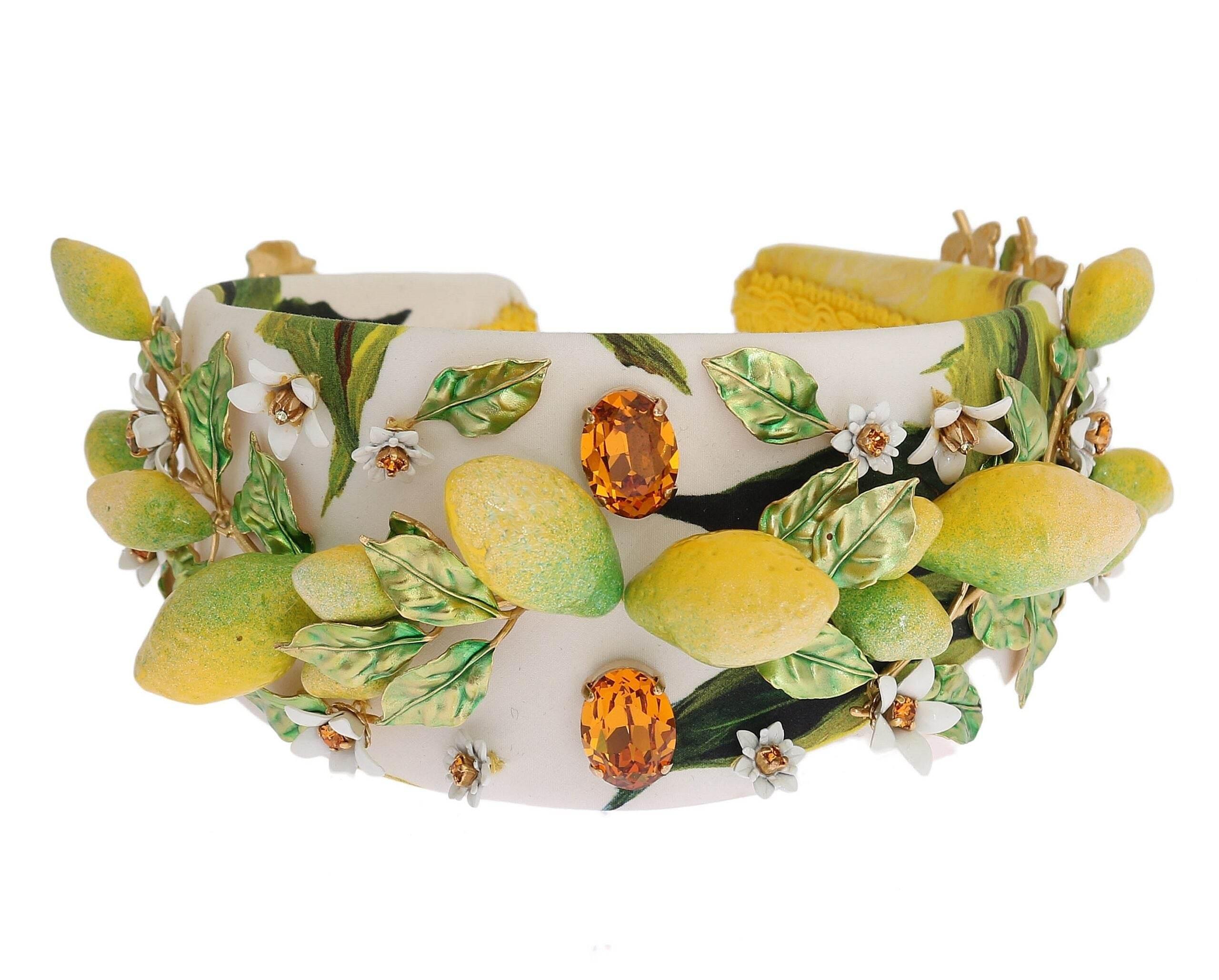 Dolce & Gabbana Sicilian Lemon Crystal Diadem Tiara - Hilstor
