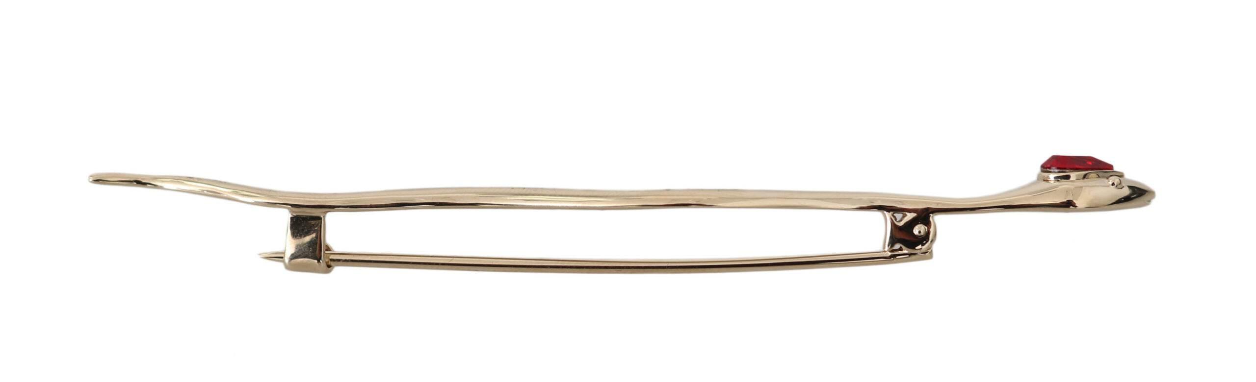 Dolce & Gabbana Elegant Silver Crystal Brooch Pin - Hilstor