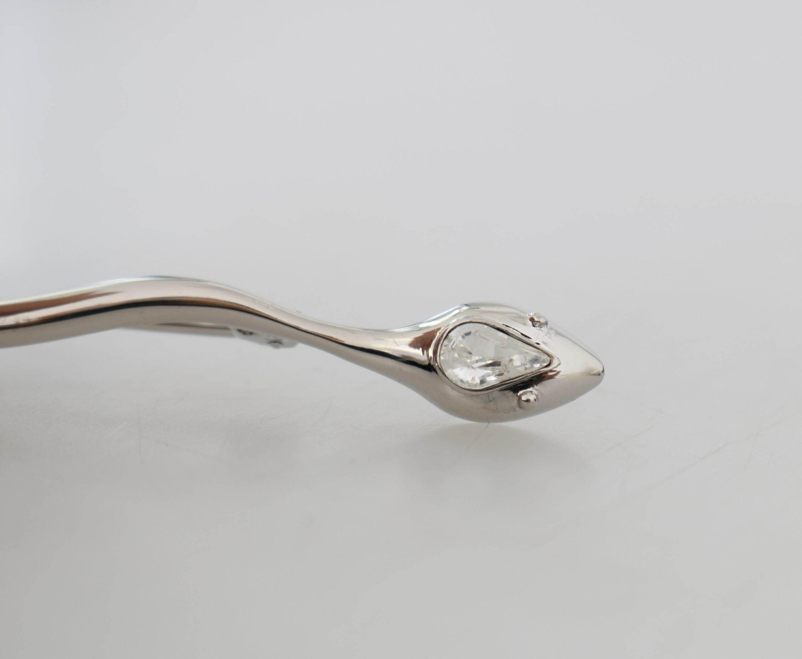 Dolce & Gabbana Elegant Crystal-Embellished Silver Brooch Pin - Hilstor