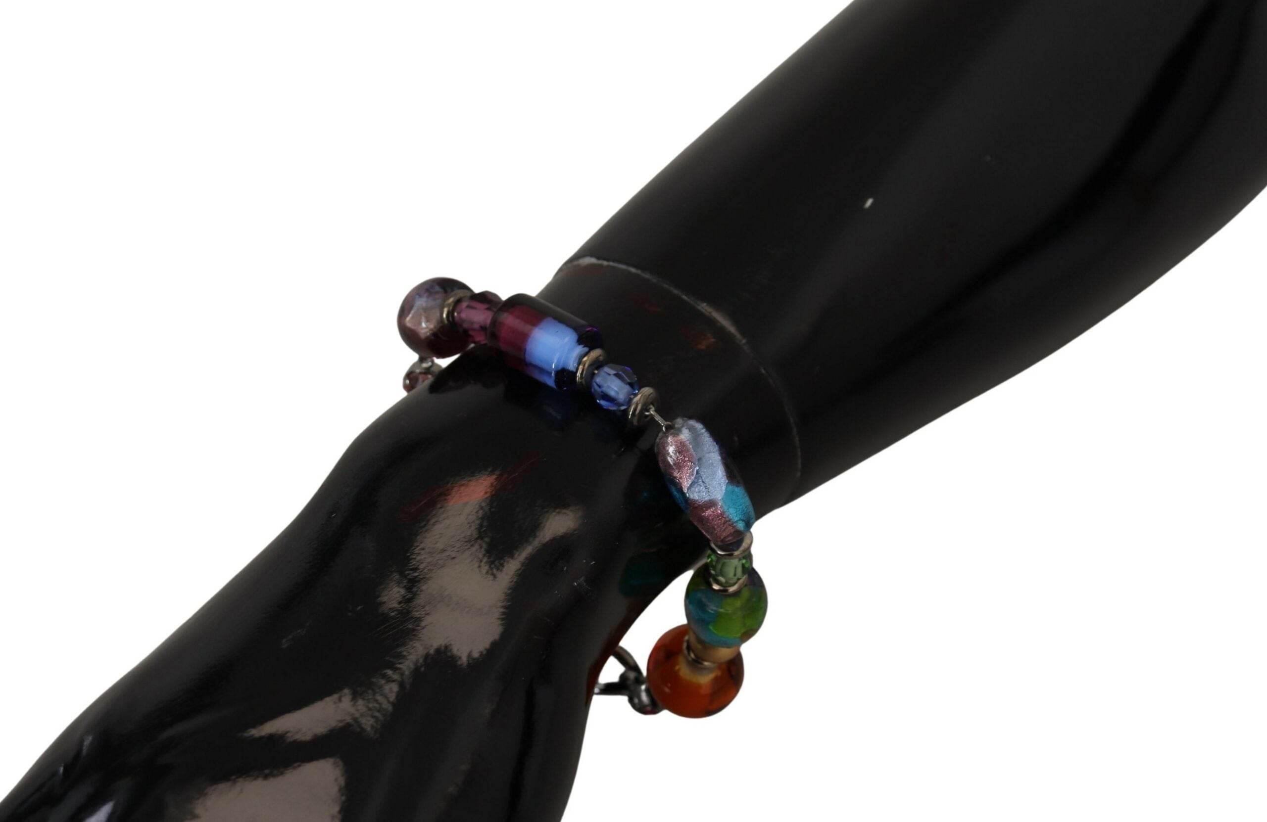 Dolce & Gabbana Multicolor Beaded Silver Chain Bracelet - Hilstor