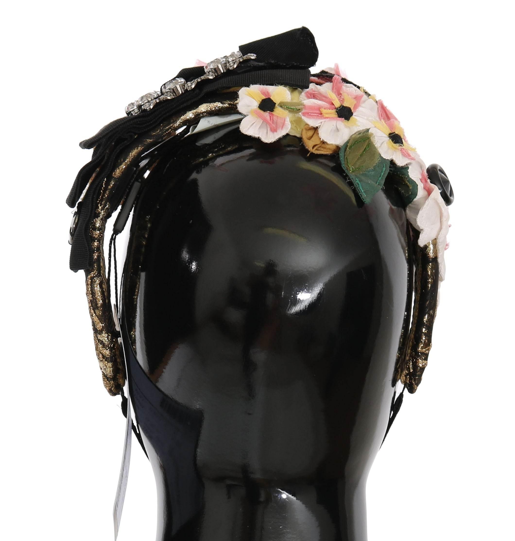 Dolce & Gabbana Elegant Crystal-Embellished Floral Headband - Hilstor