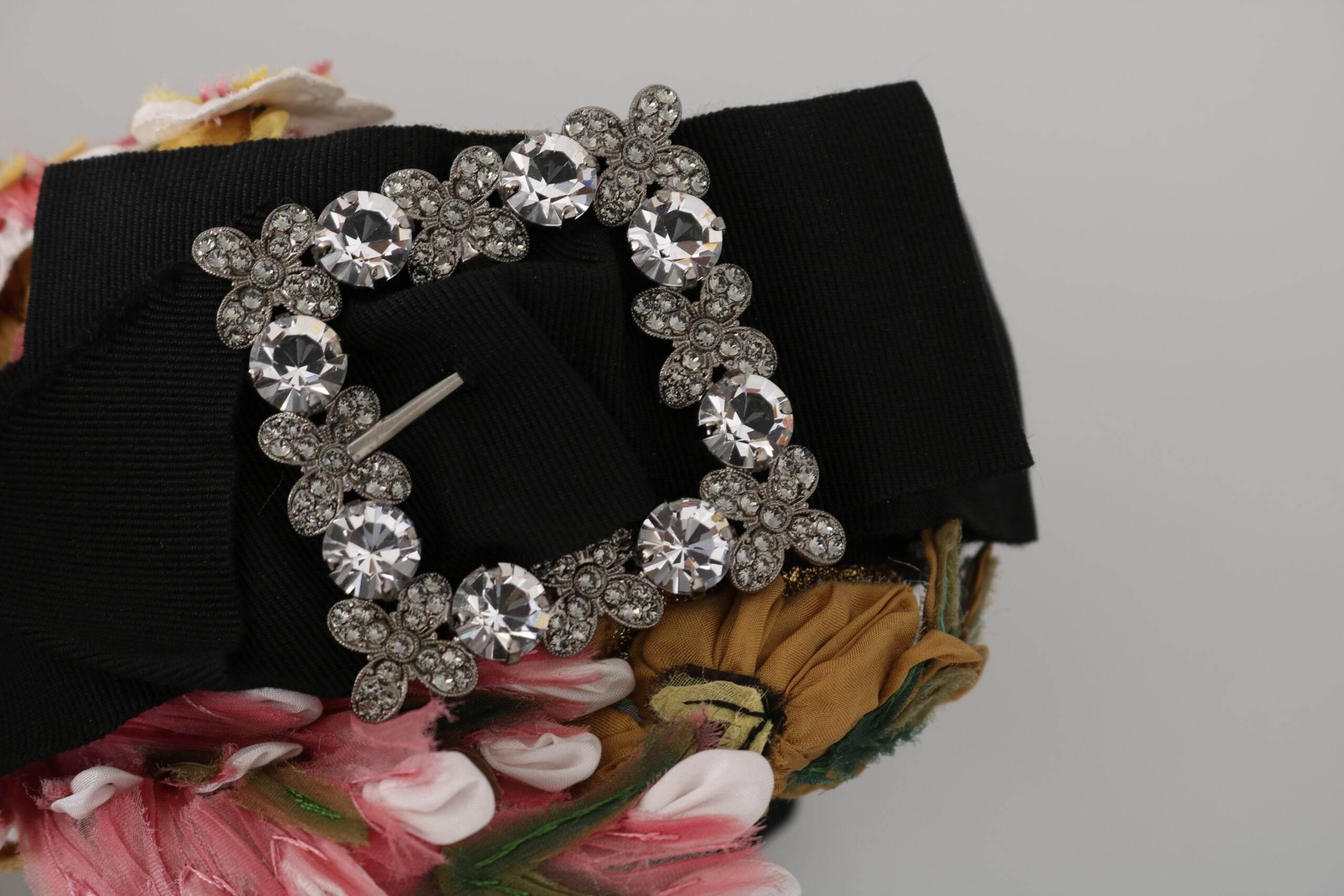 Dolce & Gabbana Elegant Crystal-Embellished Floral Headband - Hilstor