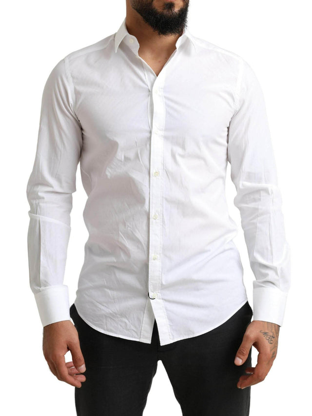Dolce & Gabbana White MARTINI Cotton Dress Formal Shirt - Hilstor