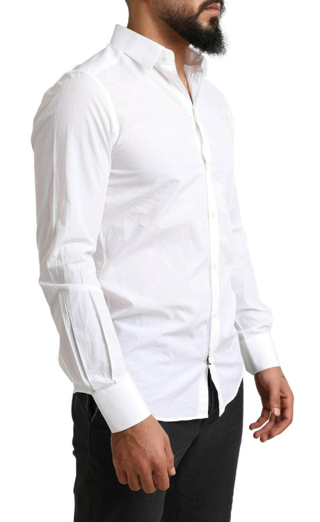 Dolce & Gabbana White MARTINI Cotton Dress Formal Shirt - Hilstor