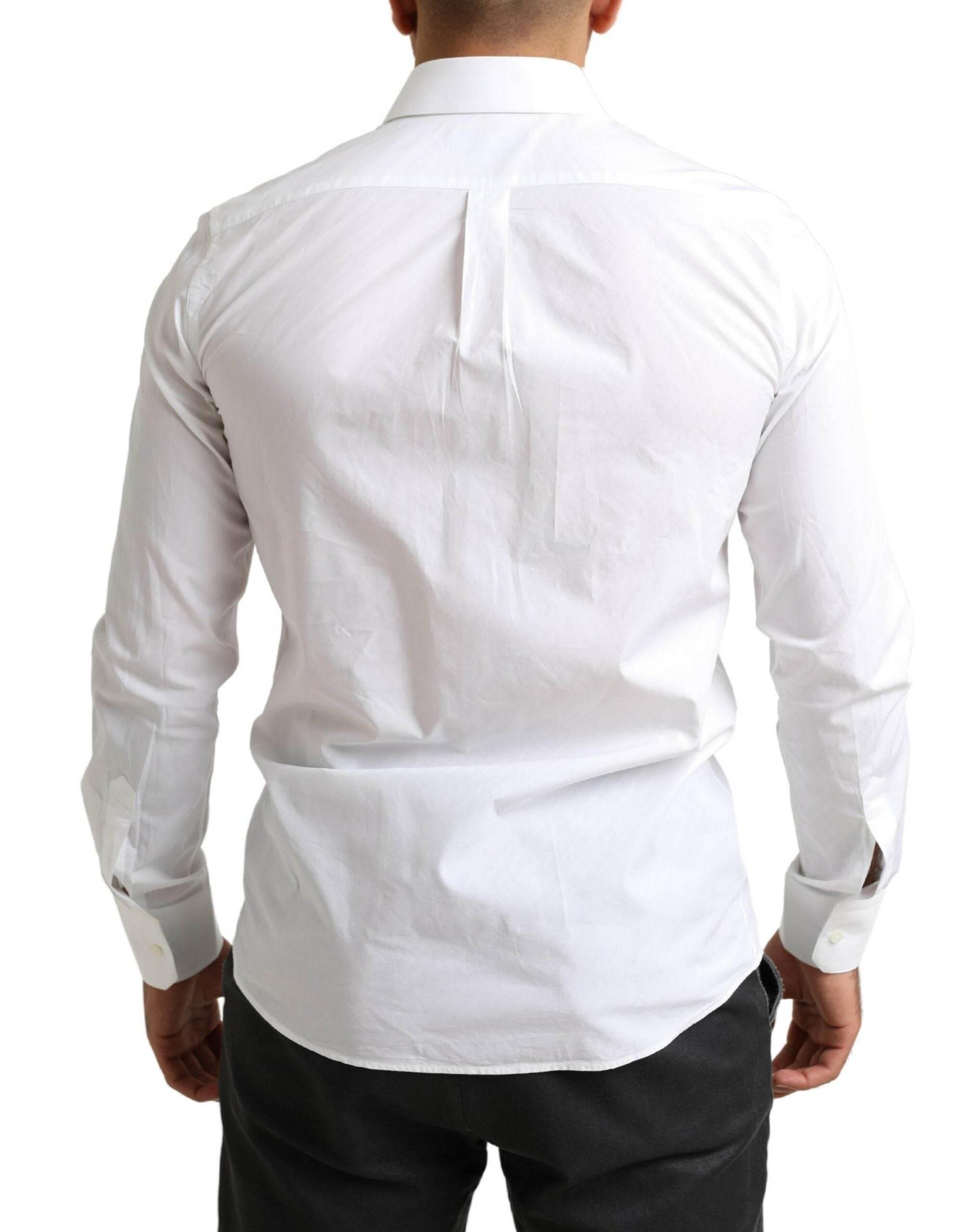 Dolce & Gabbana White MARTINI Cotton Dress Formal Shirt - Hilstor