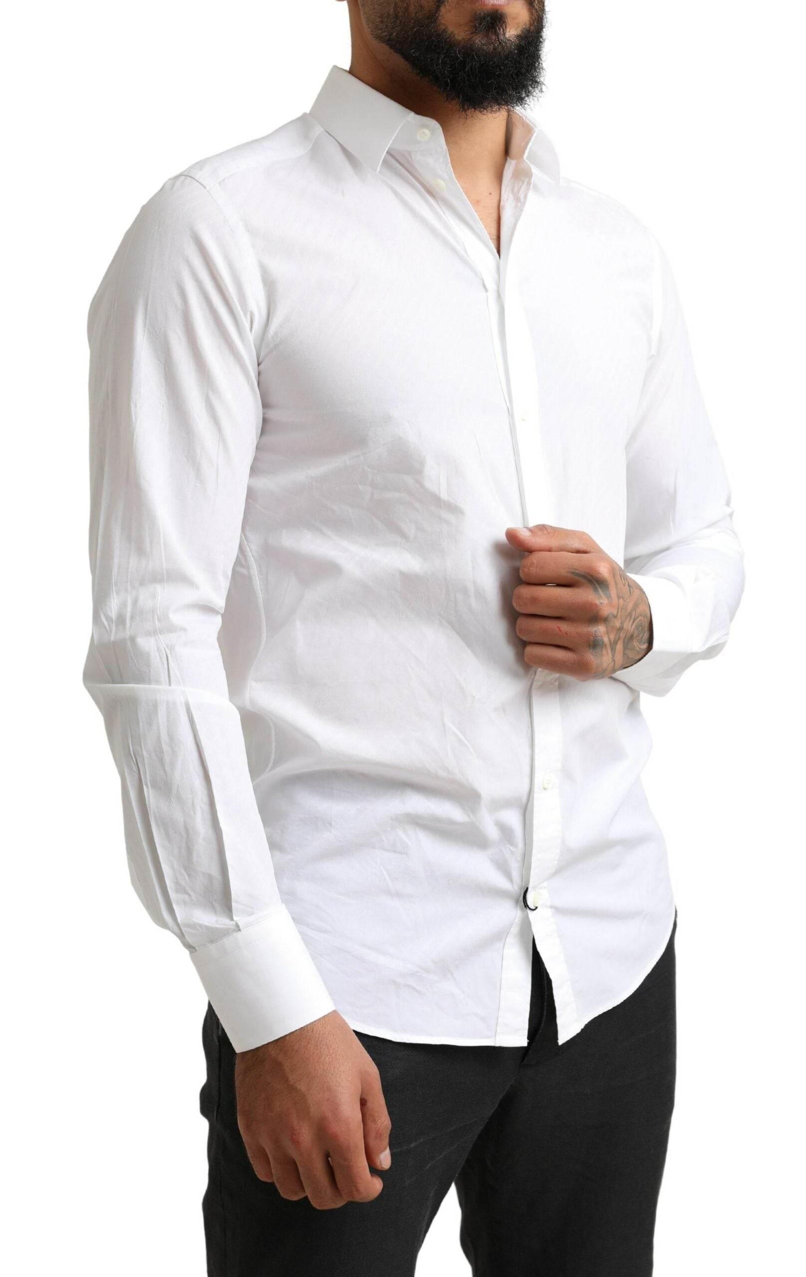Dolce & Gabbana White MARTINI Cotton Dress Formal Shirt - Hilstor
