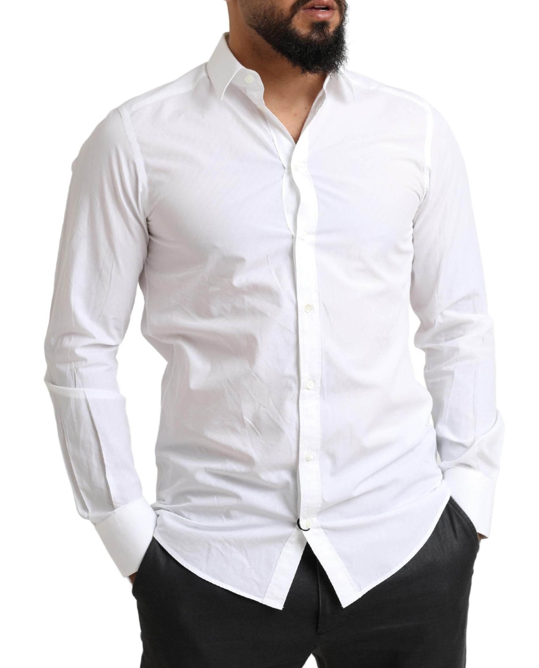 Dolce & Gabbana White MARTINI Cotton Dress Formal Shirt - Hilstor
