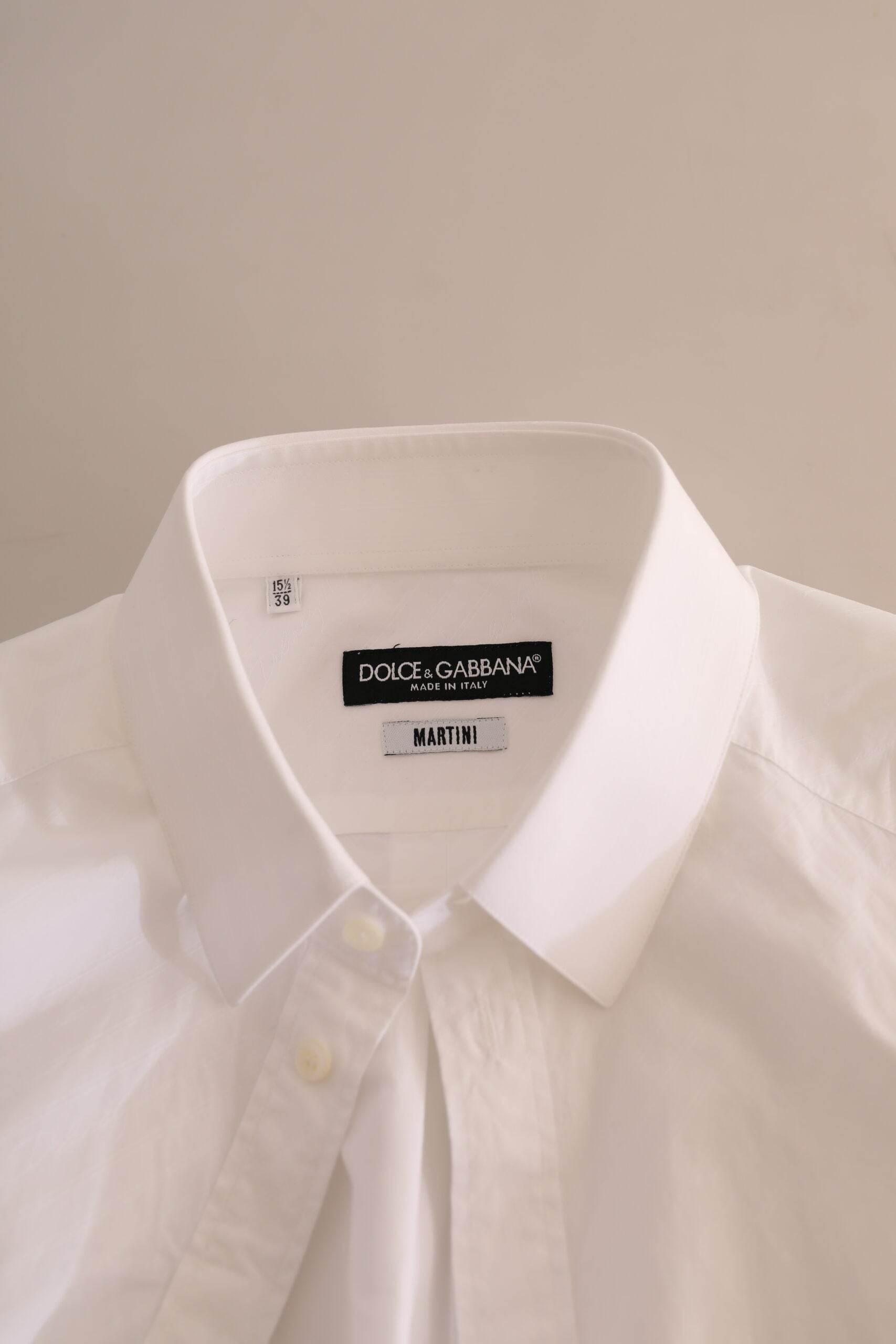 Dolce & Gabbana White MARTINI Cotton Dress Formal Shirt - Hilstor