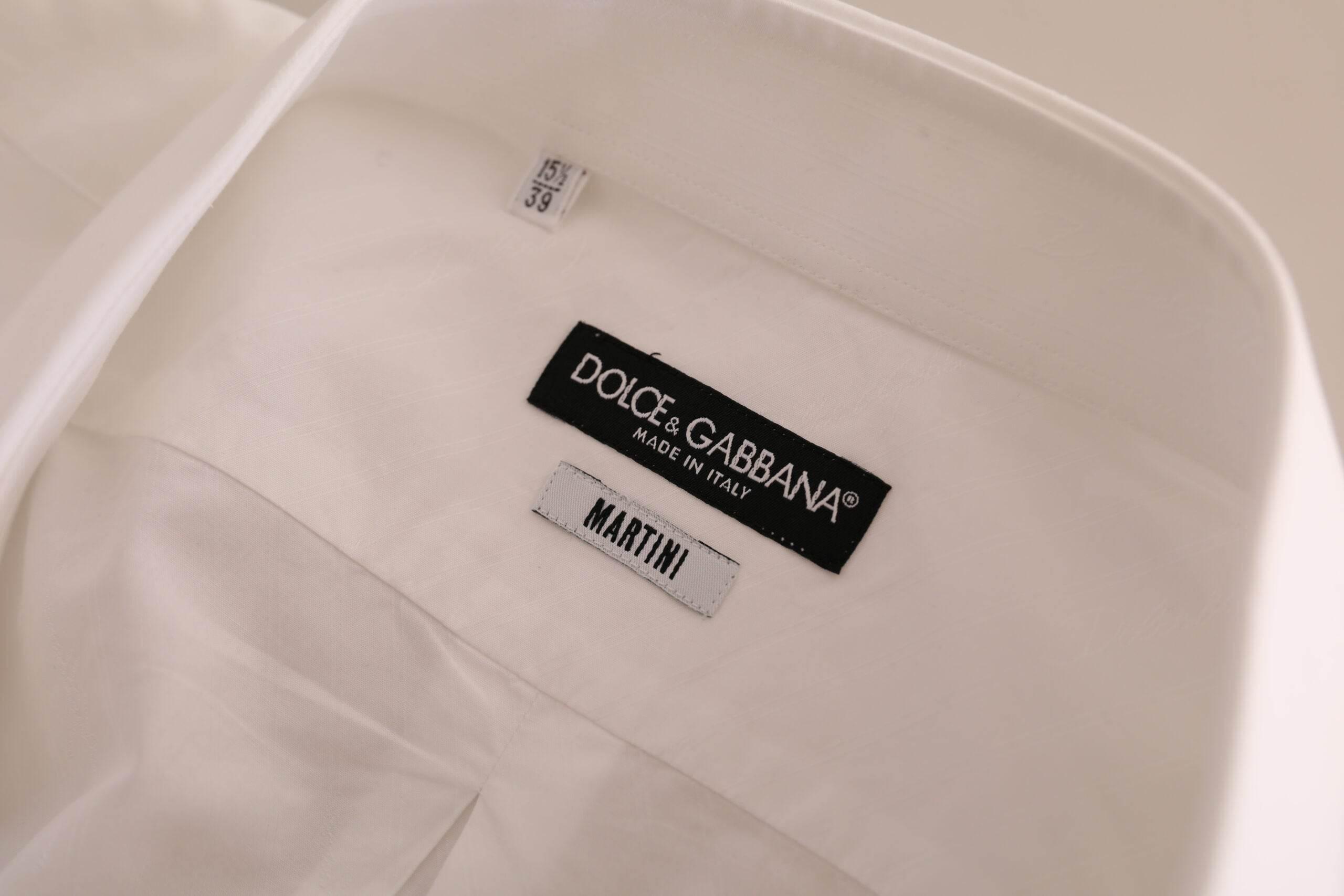 Dolce & Gabbana White MARTINI Cotton Dress Formal Shirt - Hilstor