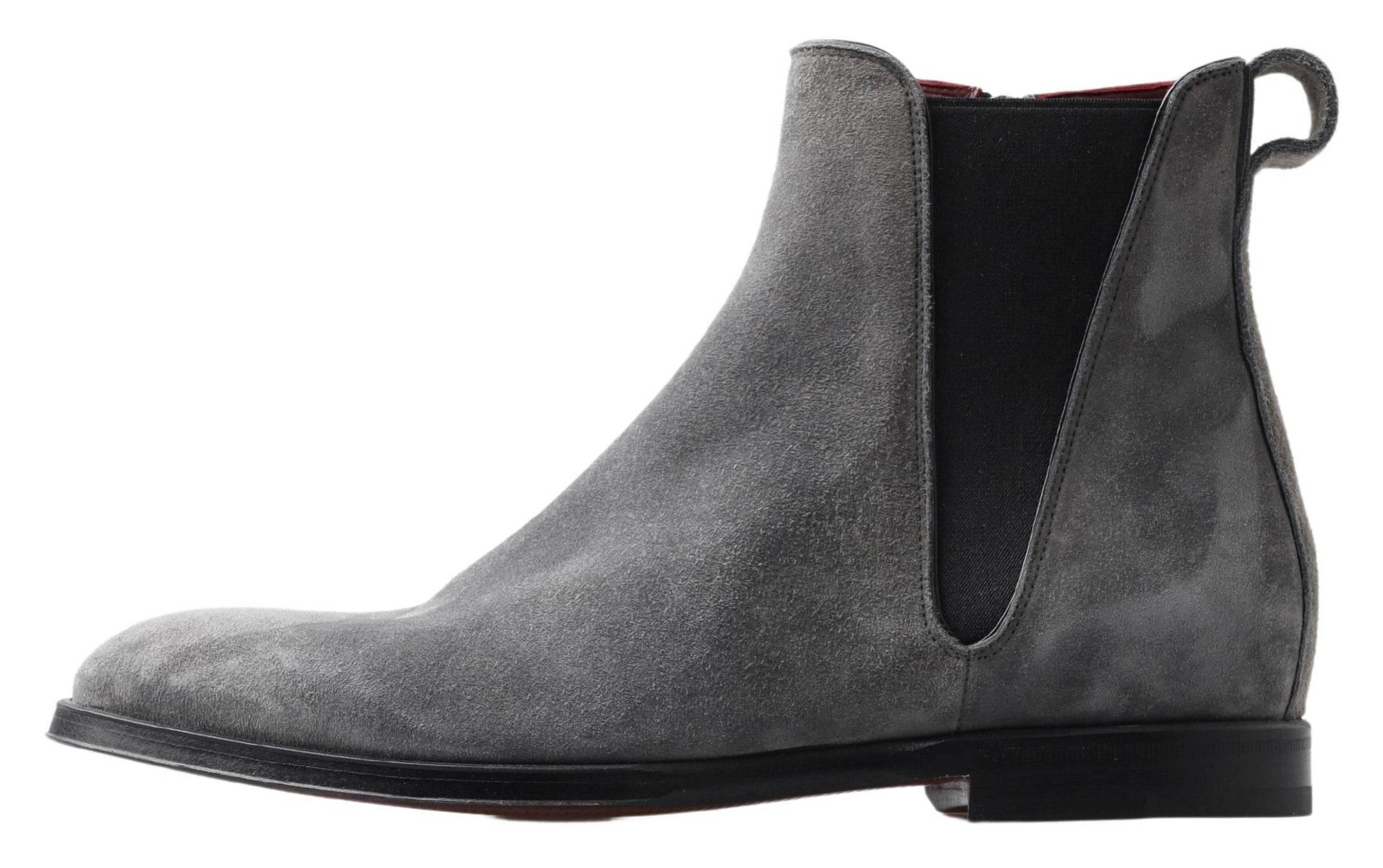 Dolce & Gabbana Elegant Gray Chelsea Leather Boots - Hilstor