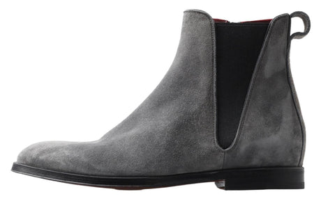 Dolce & Gabbana Elegant Gray Chelsea Leather Boots - Hilstor