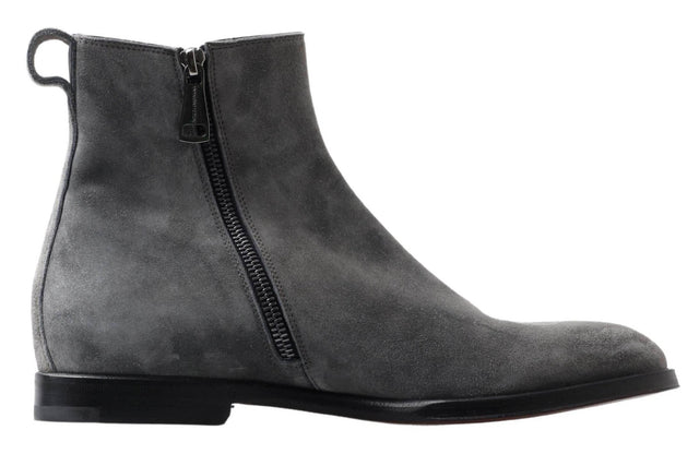 Dolce & Gabbana Elegant Gray Chelsea Leather Boots - Hilstor