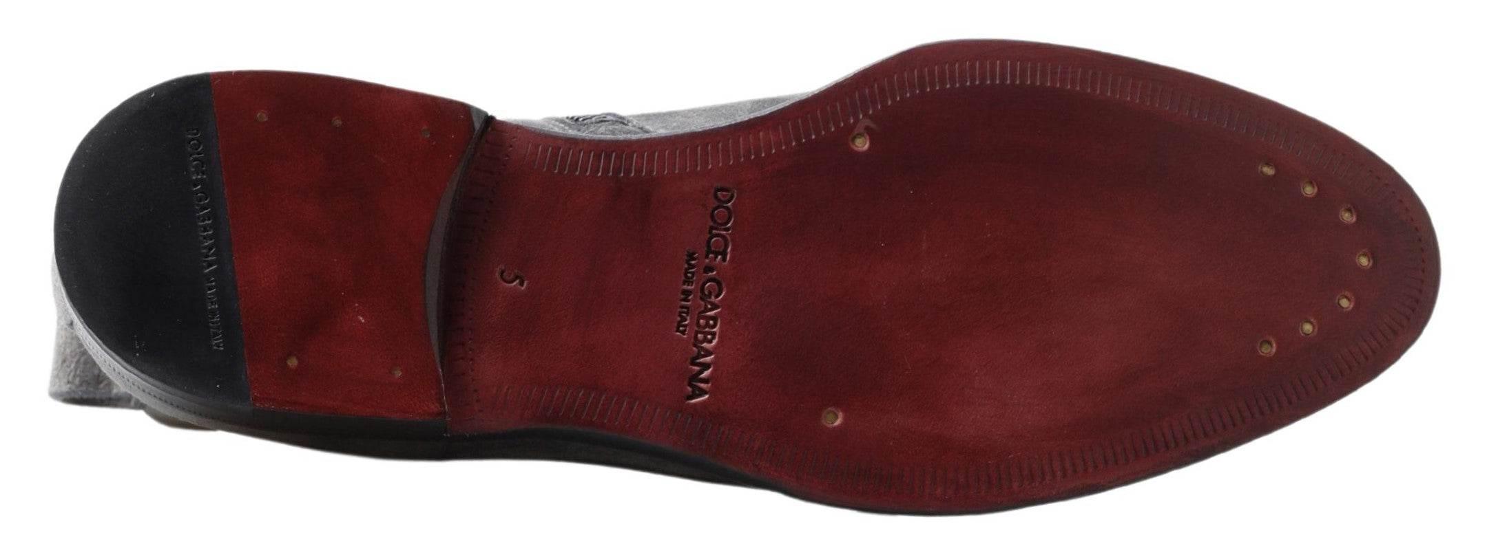 Dolce & Gabbana Elegant Gray Chelsea Leather Boots - Hilstor