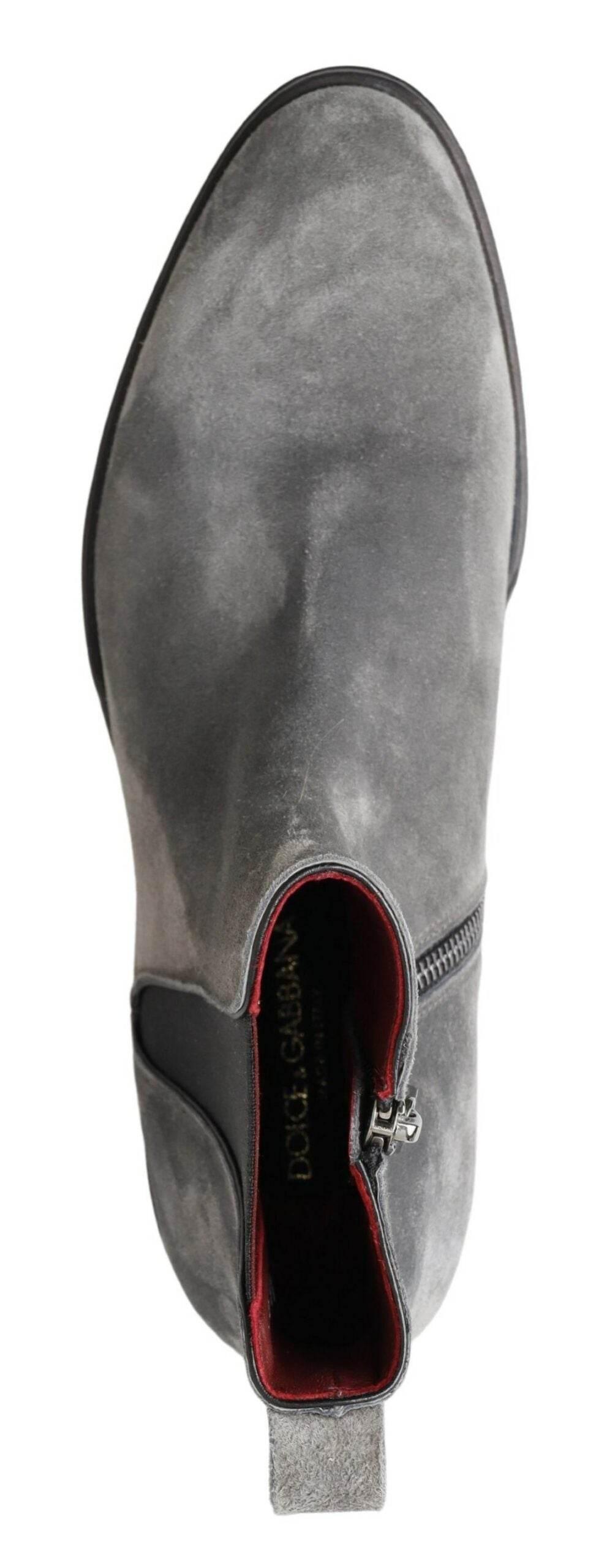 Dolce & Gabbana Elegant Gray Chelsea Leather Boots - Hilstor