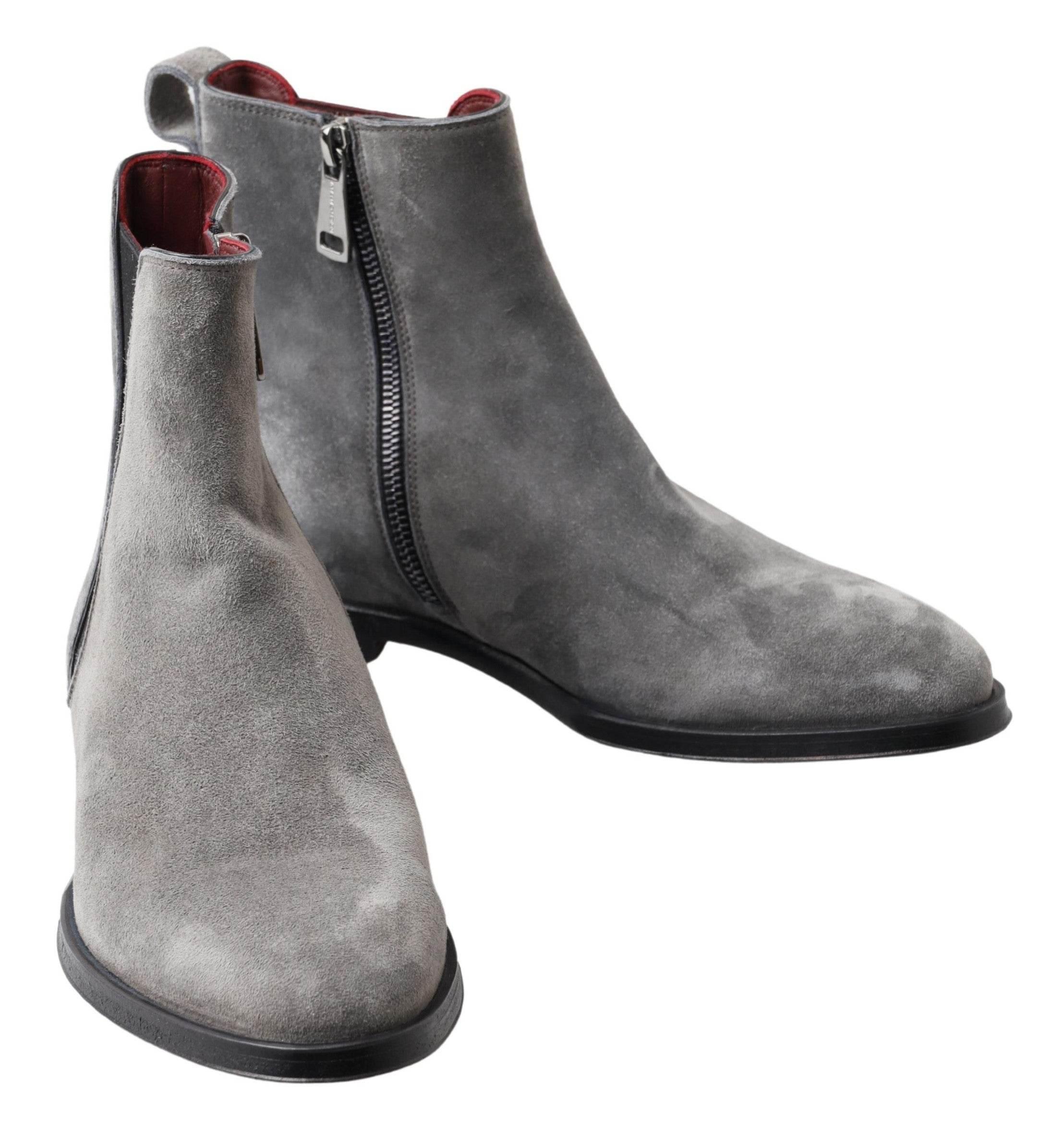 Dolce & Gabbana Elegant Gray Chelsea Leather Boots - Hilstor