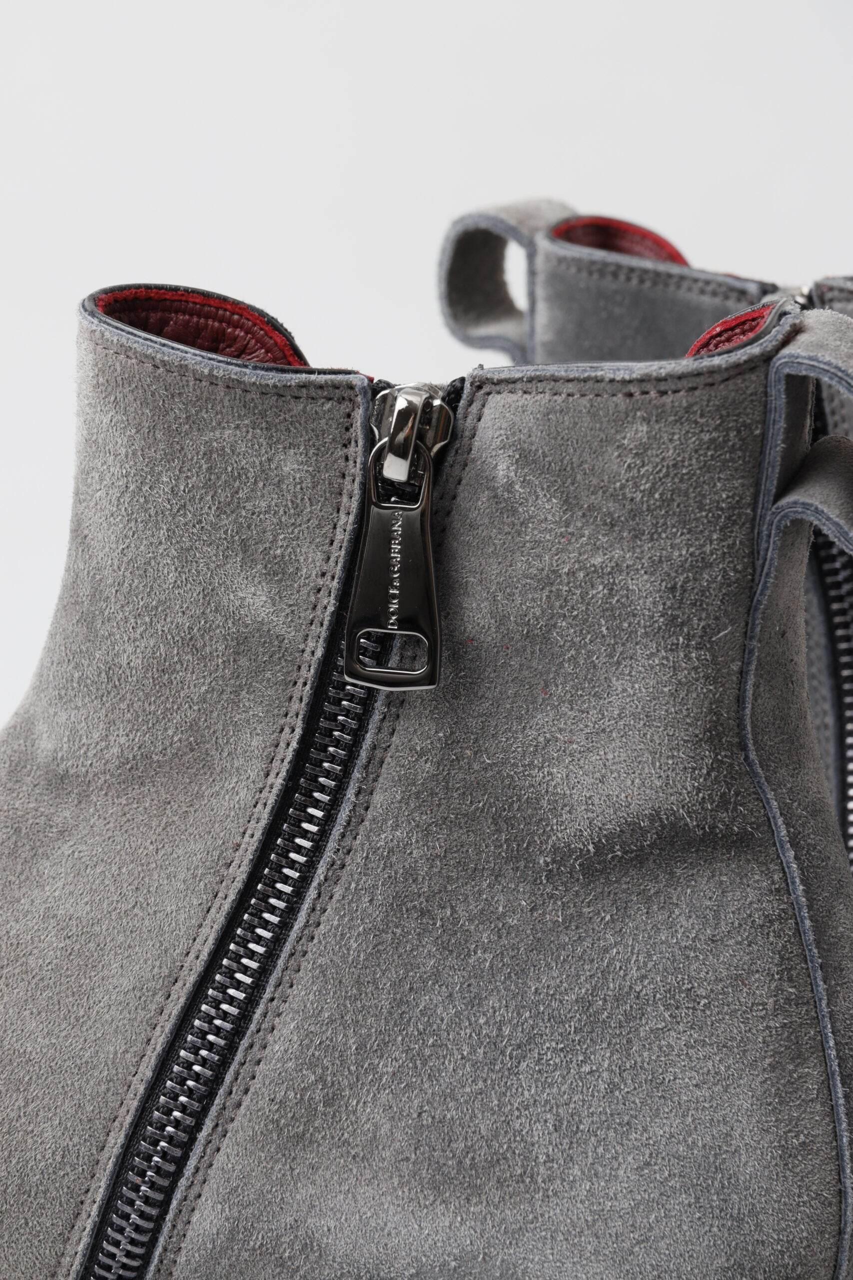 Dolce & Gabbana Elegant Gray Chelsea Leather Boots - Hilstor