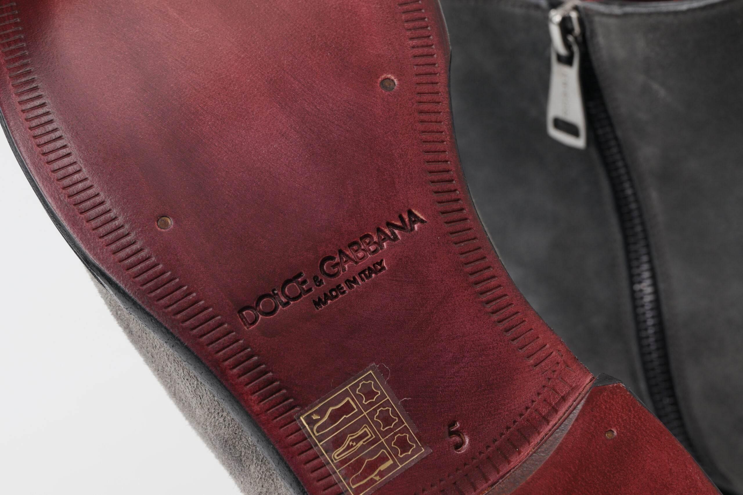 Dolce & Gabbana Elegant Gray Chelsea Leather Boots - Hilstor