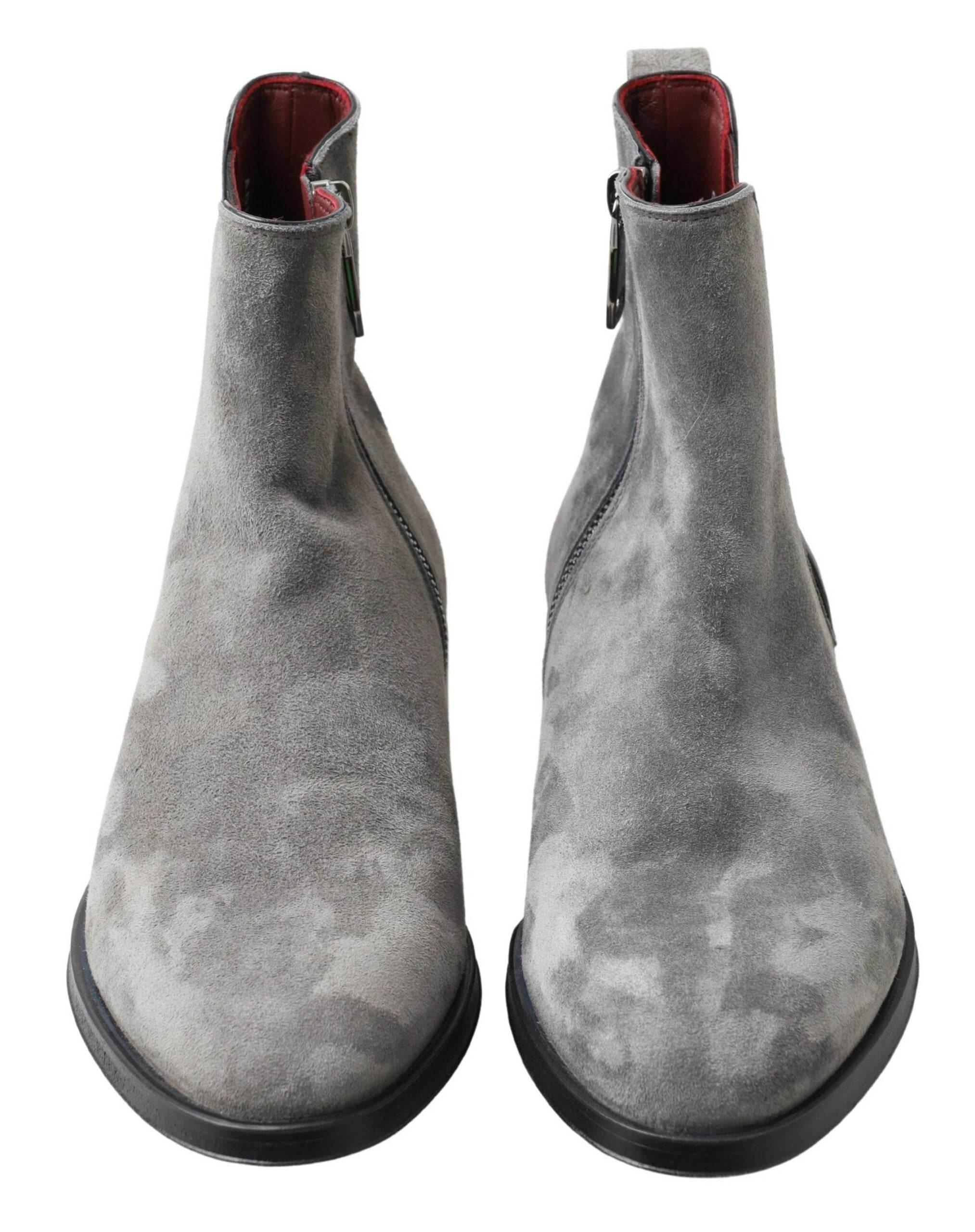 Dolce & Gabbana Elegant Gray Chelsea Leather Boots - Hilstor