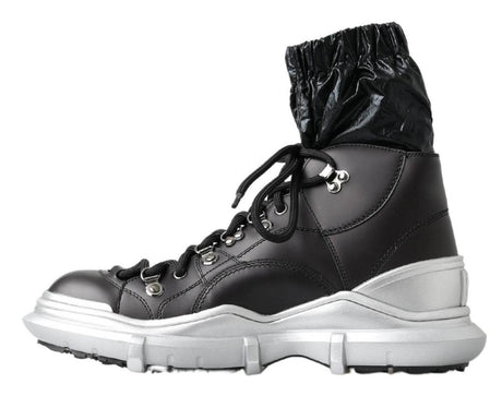 Dolce & Gabbana Black Nylon Galileo High Top Sneakers Shoes - Hilstor