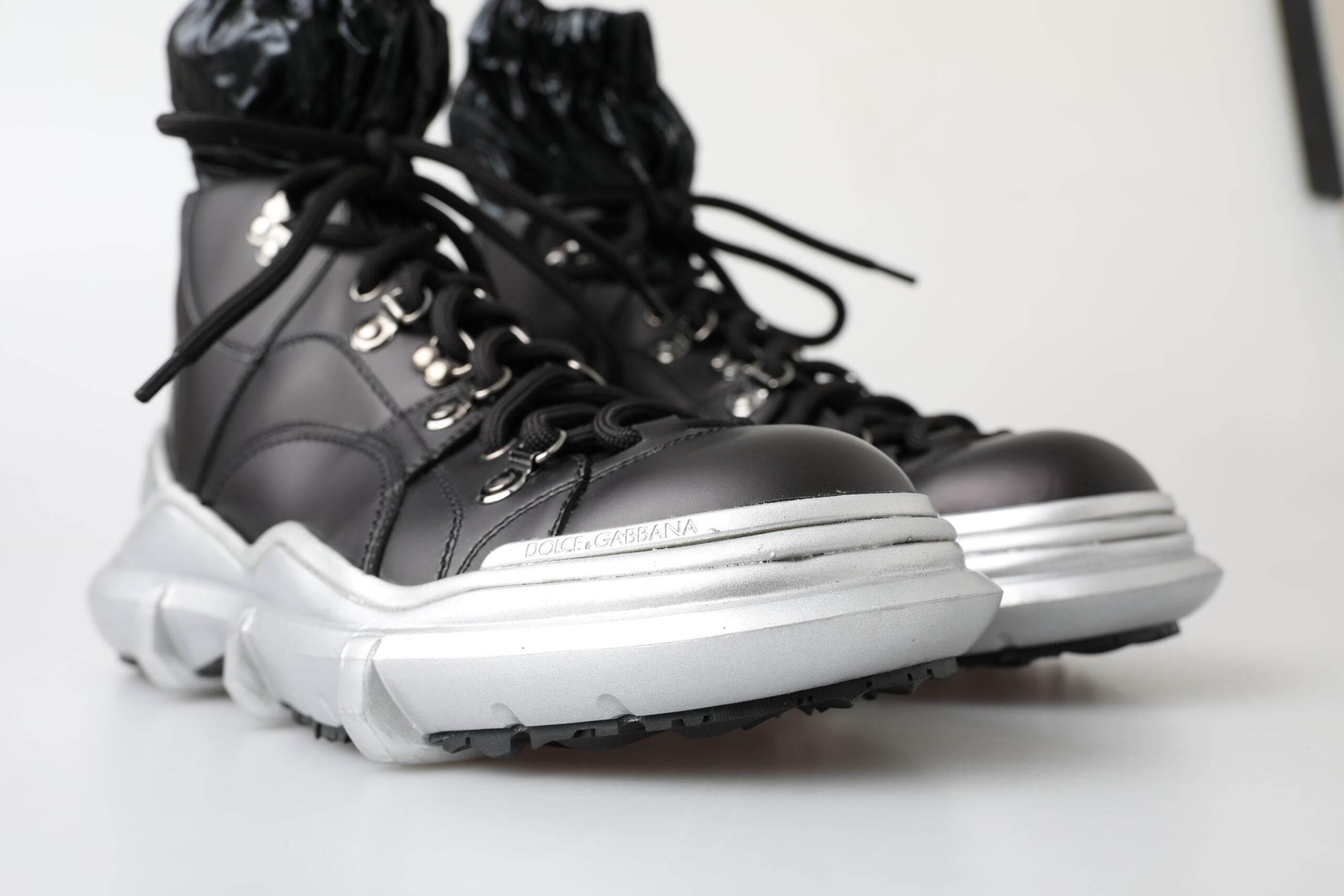 Dolce & Gabbana Black Nylon Galileo High Top Sneakers Shoes - Hilstor