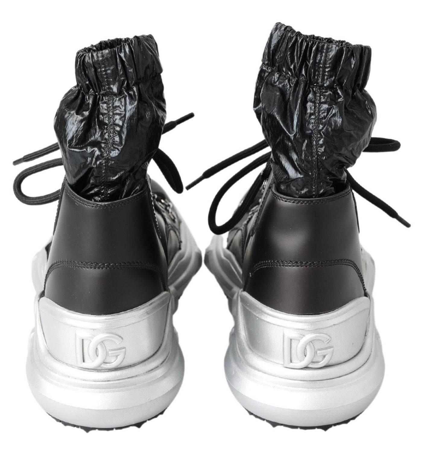 Dolce & Gabbana Black Nylon Galileo High Top Sneakers Shoes - Hilstor