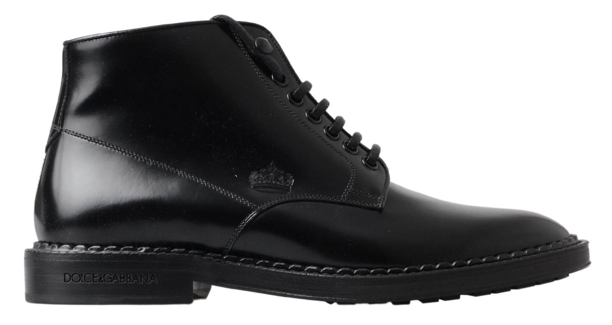 Dolce & Gabbana Elegant Black Leather Men's Boots - Hilstor