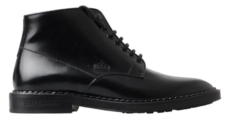 Dolce & Gabbana Elegant Black Leather Men's Boots - Hilstor