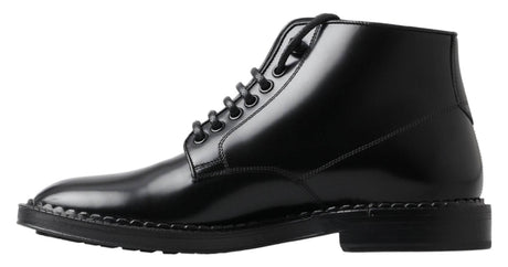 Dolce & Gabbana Elegant Black Leather Men's Boots - Hilstor